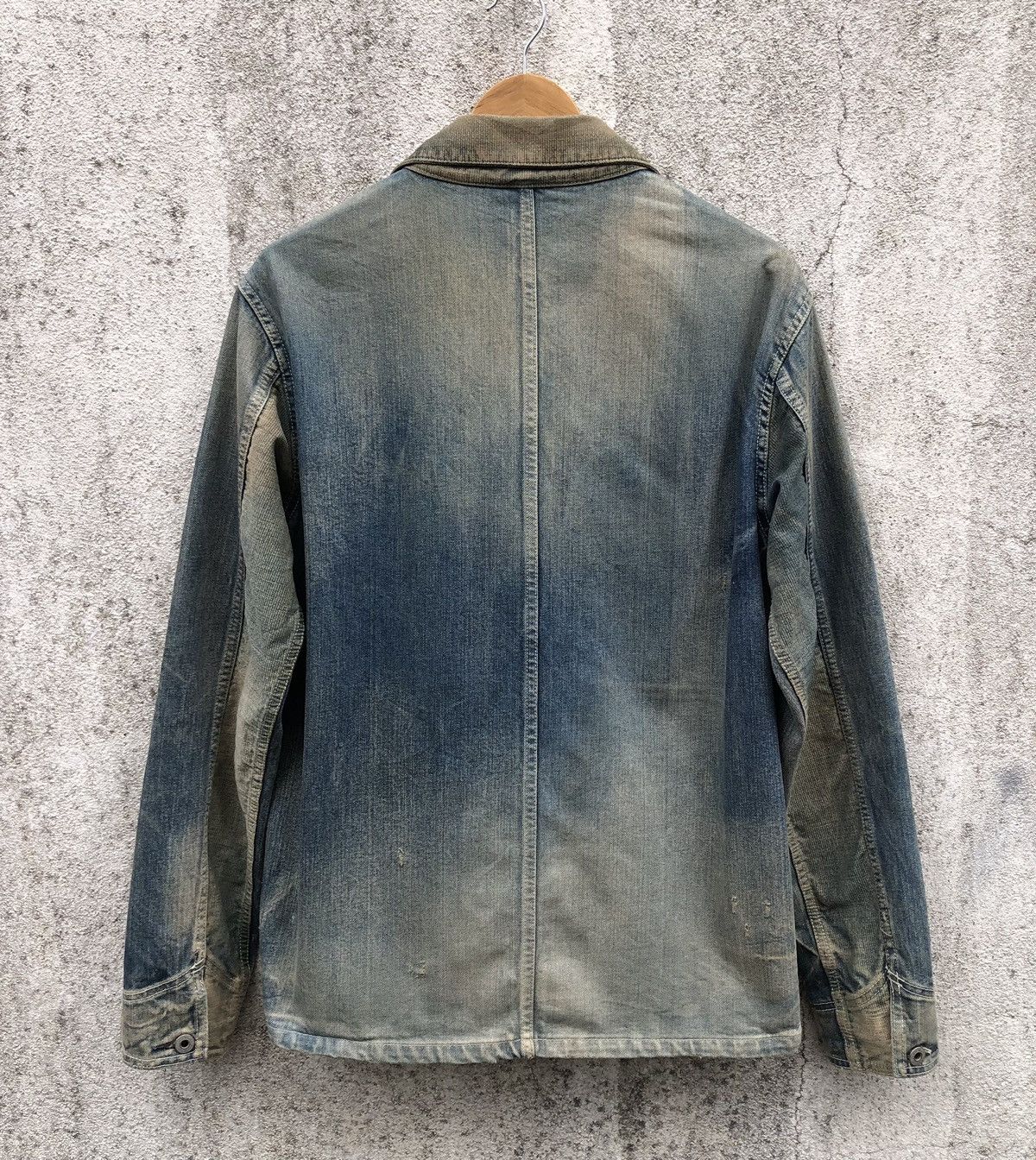 Japanese Brand Fundamental Agreement Denim Distressing Patched Chore Jacket Size US XL / EU 56 / 4 - 13 Thumbnail