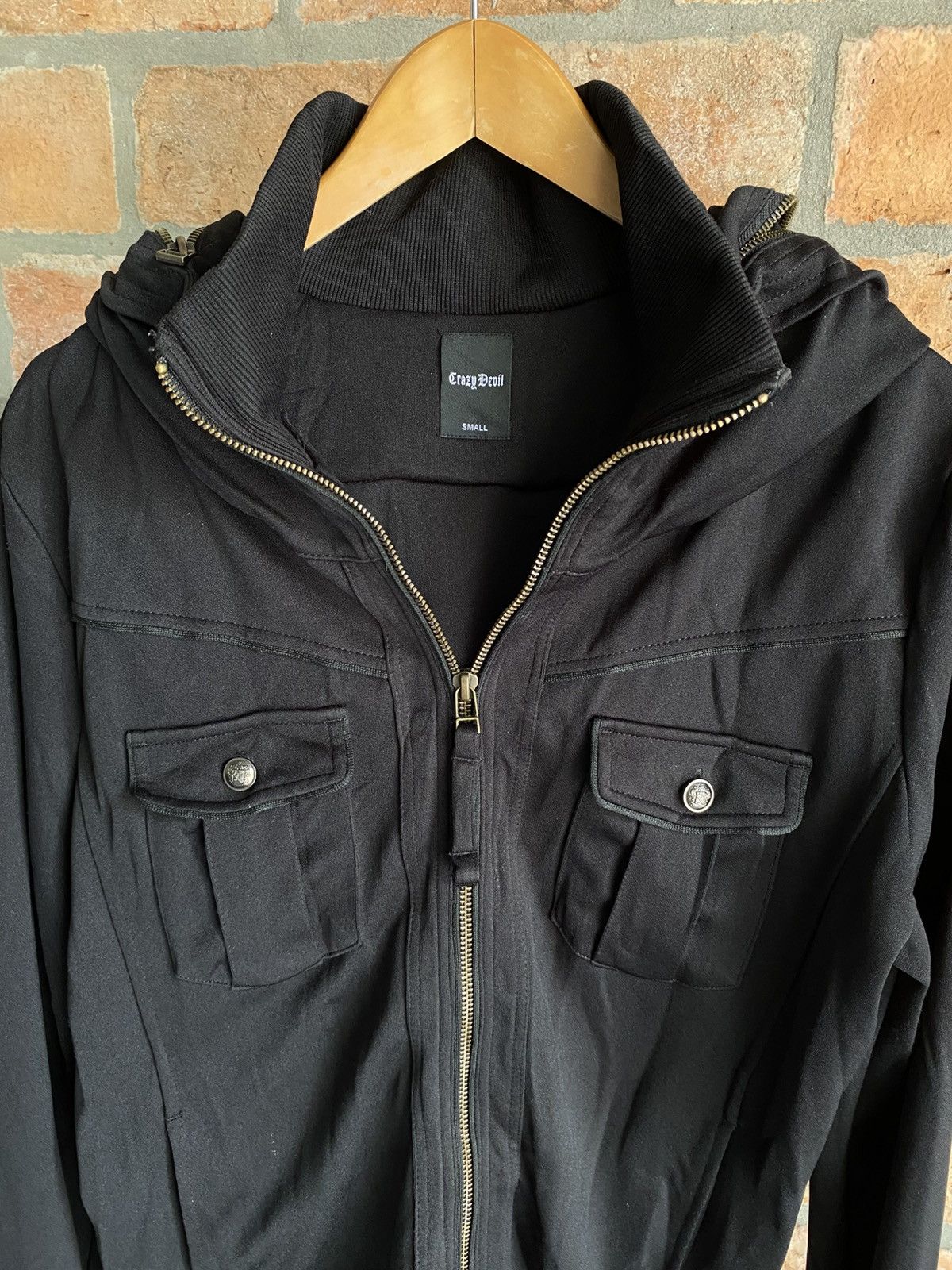 Other Crazy Devil Black Punk Zip Hoodie Jacket with Front Pockets. Size US S / EU 44-46 / 1 - 6 Thumbnail