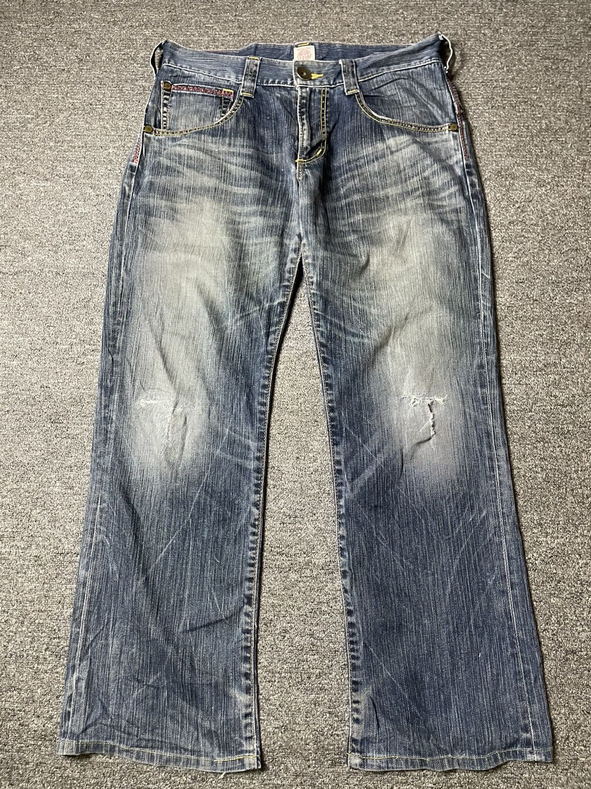Edwin × Vintage EDWIN x BLUE TRIP Distressed Denim Jeans (93) Size US 35 - 1 Thumbnail