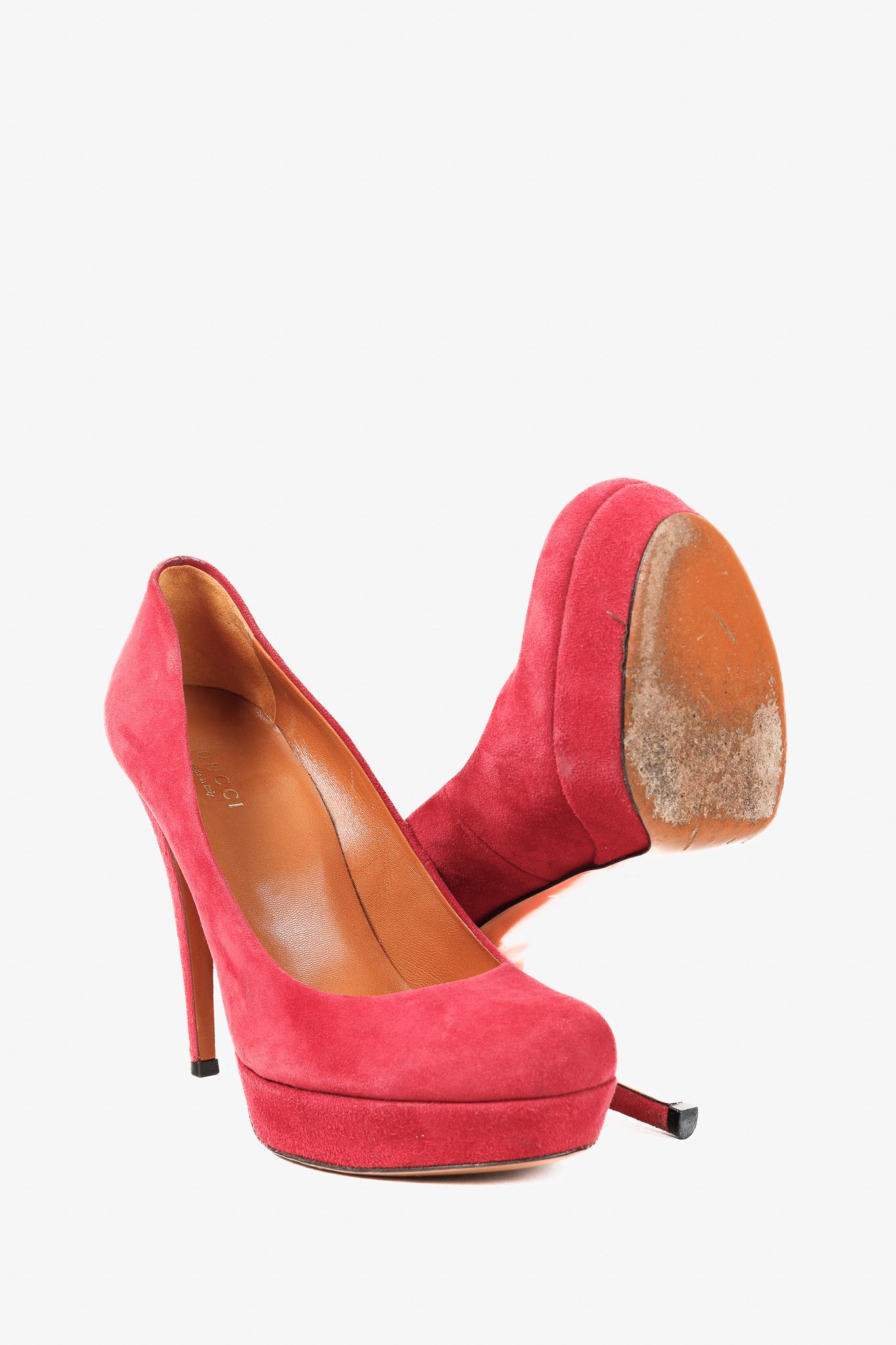 Gucci Gucci Raspberry Suede Platform Round-Toe Stiletto Pumps Size US 6 / IT 36 - 4 Thumbnail