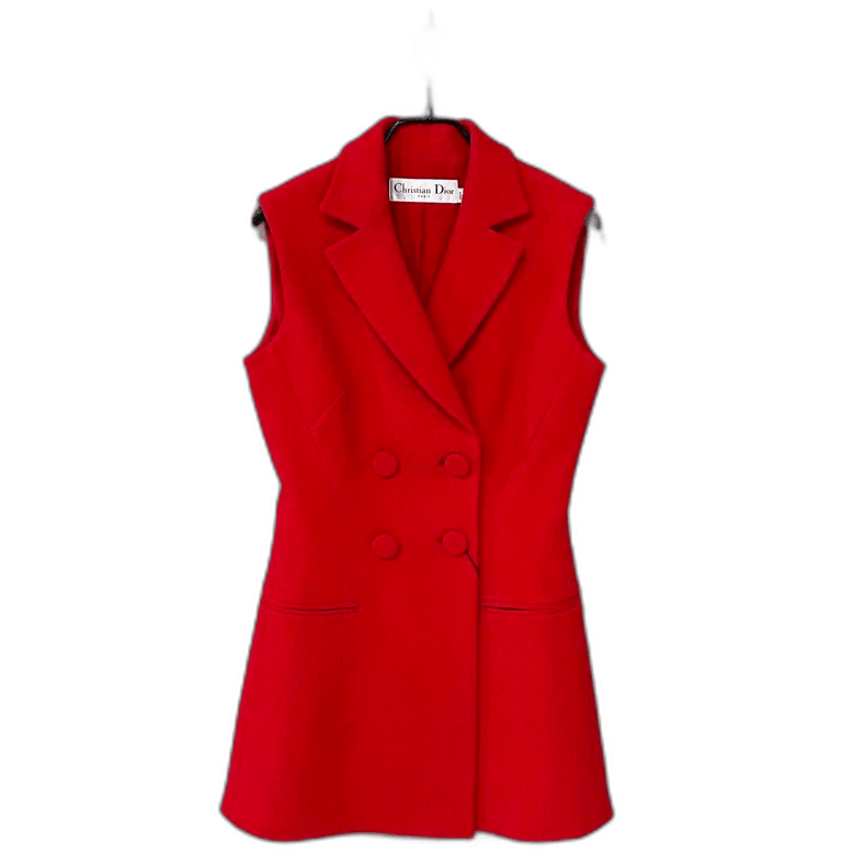 Dior Red Double-Breasted Vest Dress by Dior Size XS / US 0-2 / IT 36-38 - 1 Thumbnail