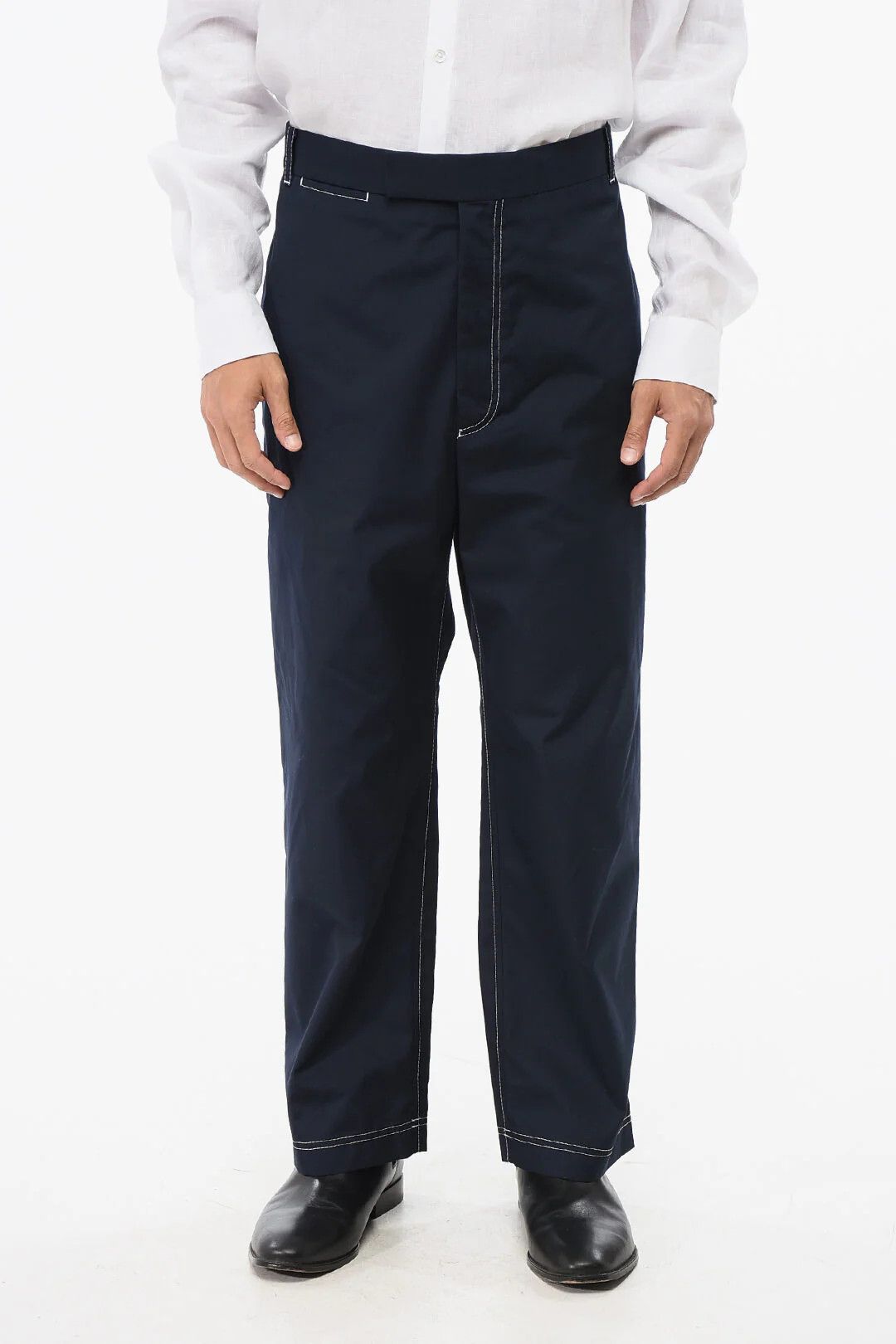 Thom Browne og1mm0426 Cotton-Blend Straight-Leg Pant in Blue Size US 38 / EU 54 - 1 Thumbnail