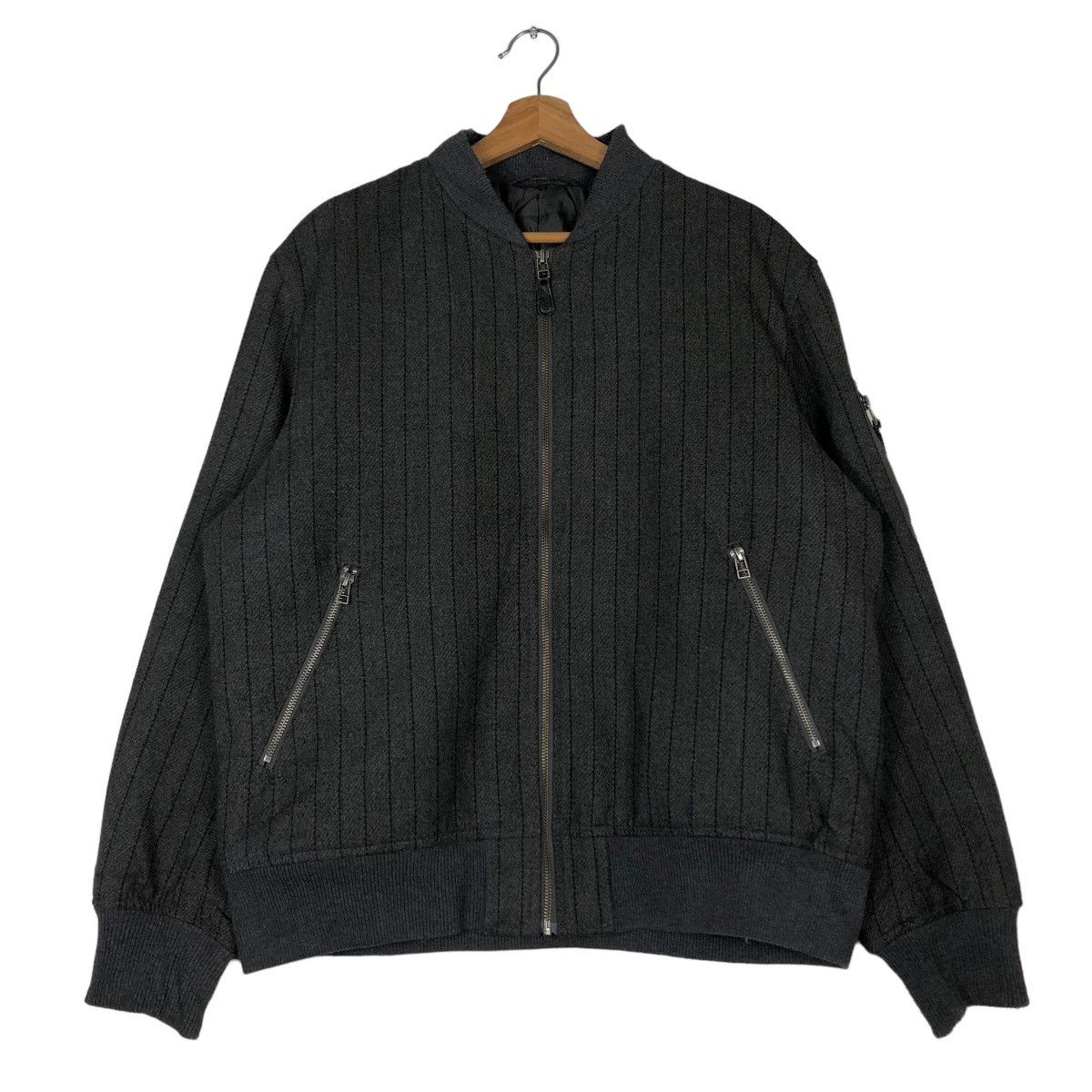 Japanese Brand 🔥Vintage Bomber Jacket Wool Striped GU Japan Issey Miyake Size US XL / EU 56 / 4 - 1 Thumbnail