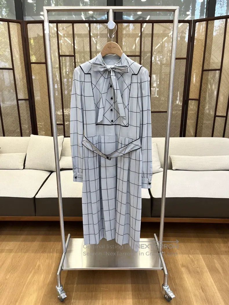 Valentino Valentino Light blue plaid streamer dress Size S / US 4 / IT 40 - 1 Thumbnail