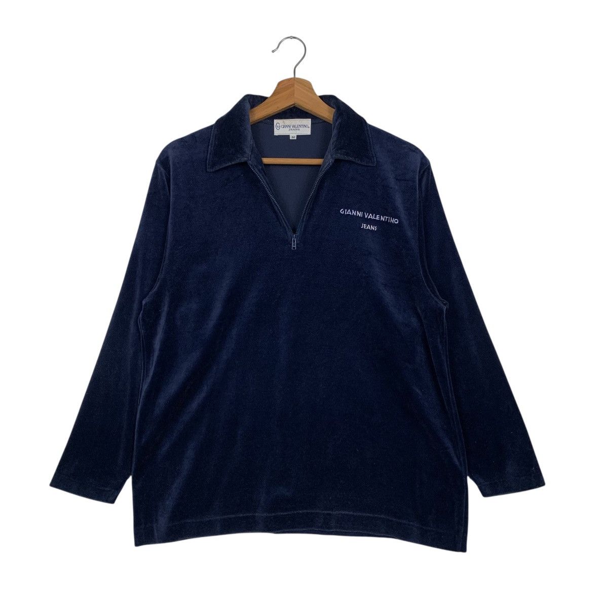 Gianni Valentino GIANNI VALENTINO Half Zip Long Sleeve Velvet Polos #1654-C74 Size US M / EU 48-50 / 2 - 9 Thumbnail