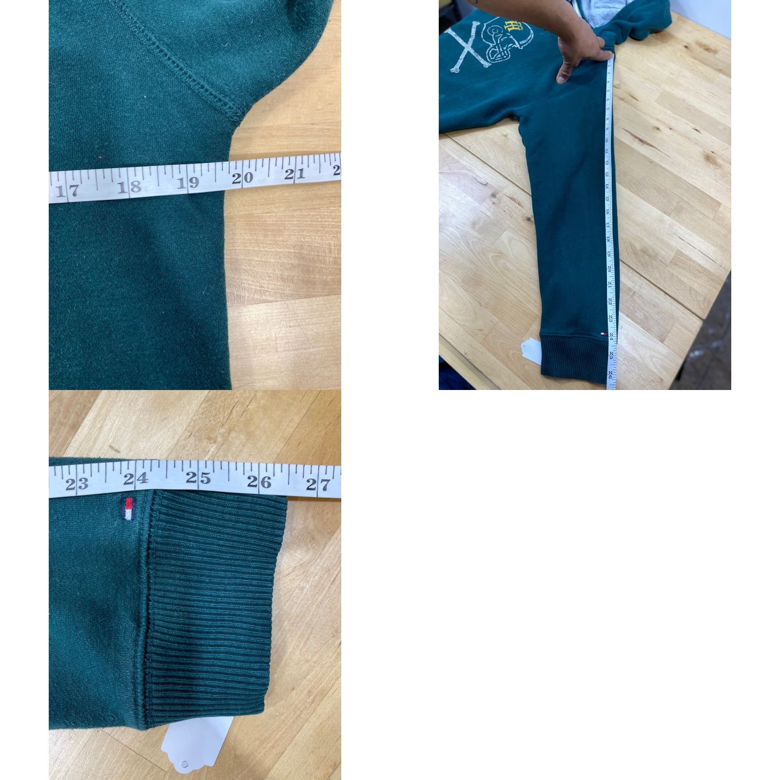 Tommy Hilfiger VINTAGE Tommy Hilfiger Green Hoodie Logo Football XL Mens Pullover Hooded Size US XL / EU 56 / 4 - 8 Thumbnail
