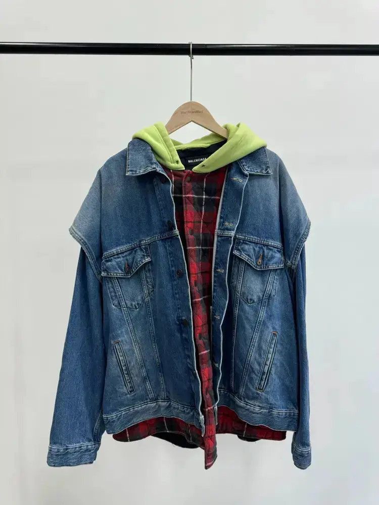 Balenciaga Sz 44 Balenciaga 18AW 2 in 1 Heavy Denim Jacket Size US S / EU 44-46 / 1 - 1 Thumbnail