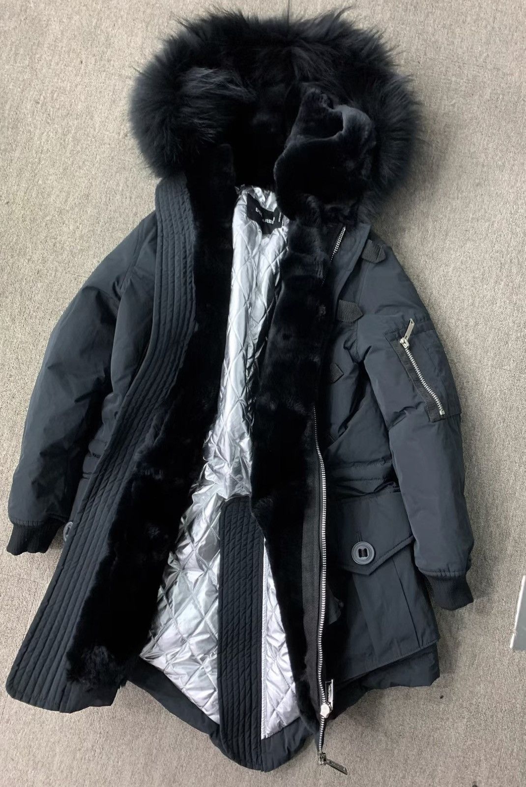 Dsquared2 D2 DSQUARED Black Women's Military Down Jacket Size XXS / US 00 / IT 34 - 1 Thumbnail