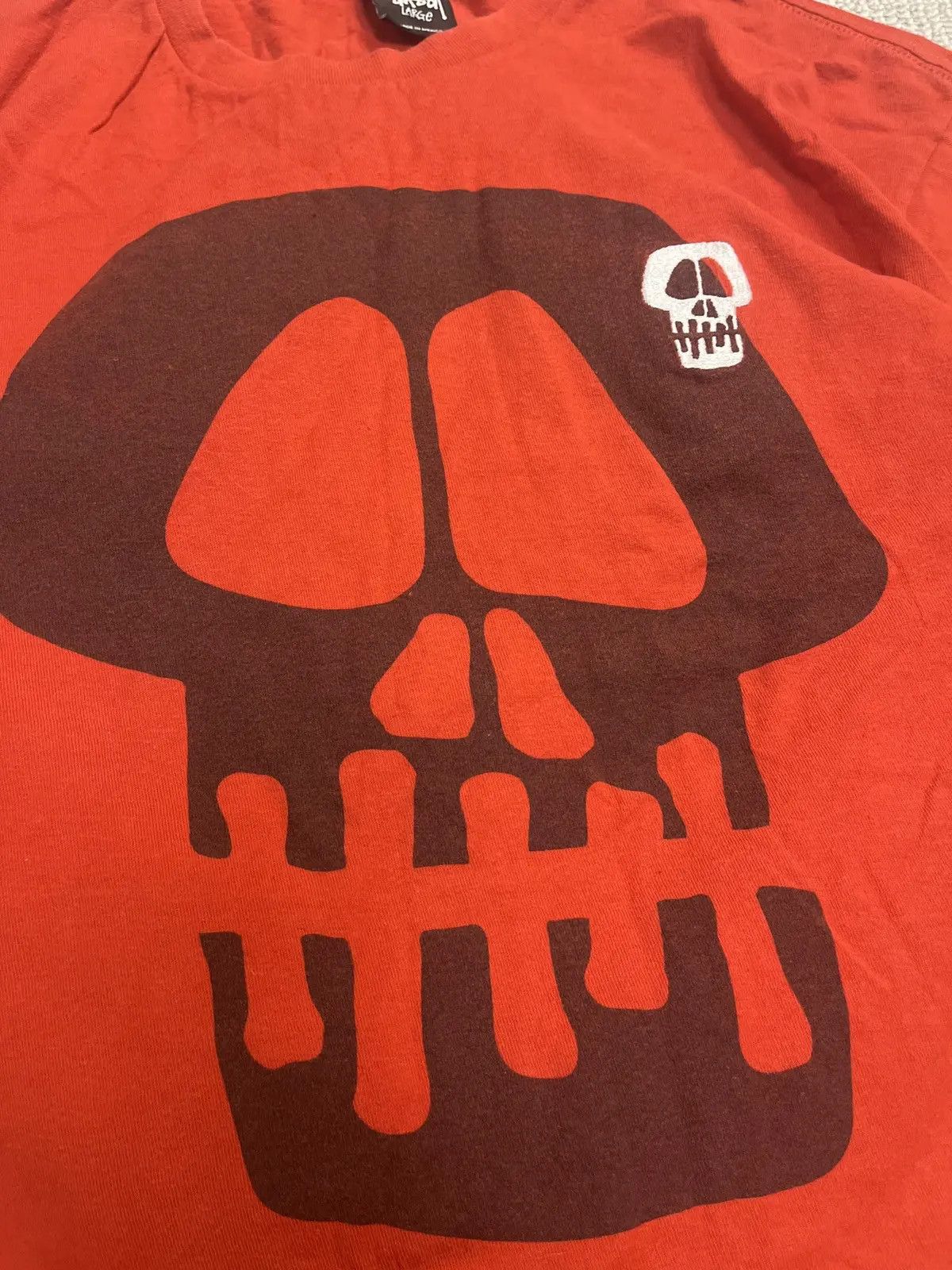 Vintage Stussy Skull Graphic T-Shirt Red Size L