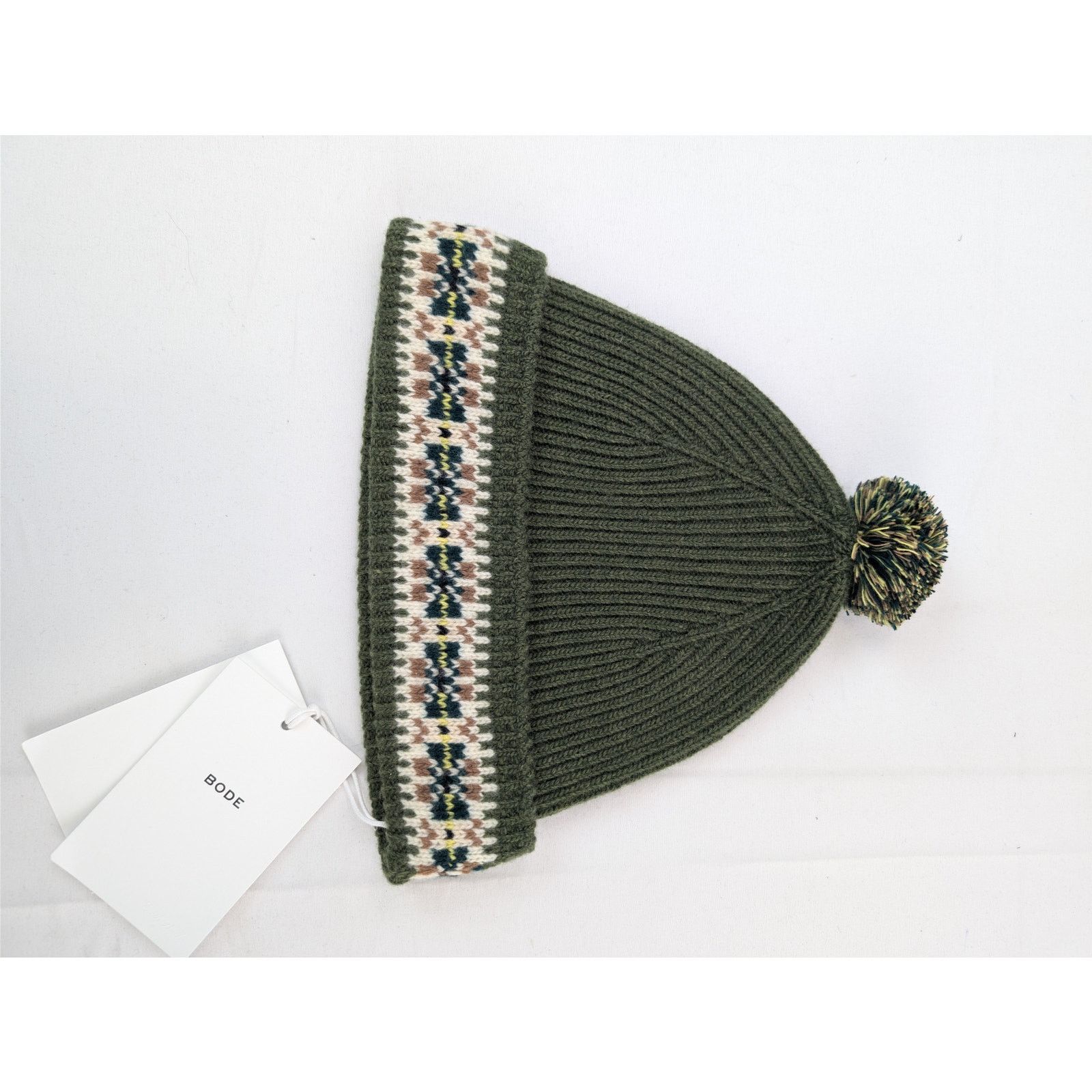 Bode o1rshd1 Size: OS / 100% Virgin Wool Beanie Cap / Hat Green Size ONE SIZE - 6 Thumbnail