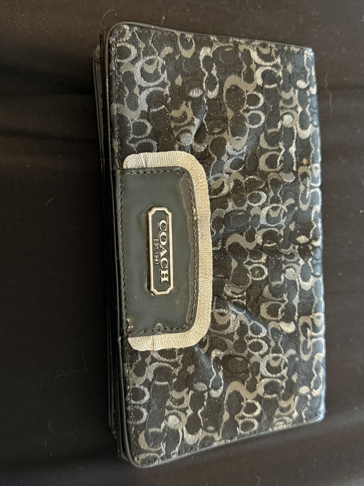 Coach Coach Signature Gray and Black Jacquard Snap Clutch Size ONE SIZE - 1 Thumbnail