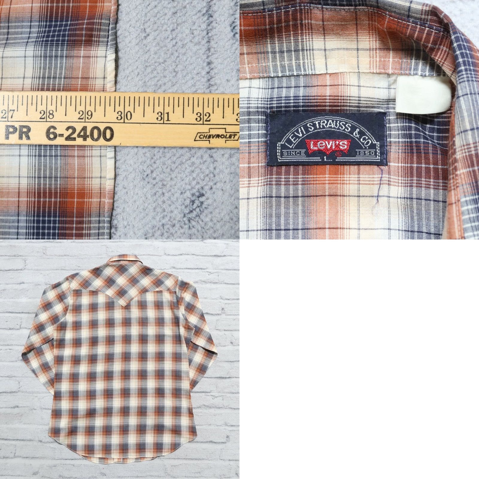 Levi's Vintage Levis Saw Tooth Plaid Shirt L Mens 80s Western Plaid Length 29.5" Chest 21.5" Size L Size US L / EU 52-54 / 3 - 9 Thumbnail