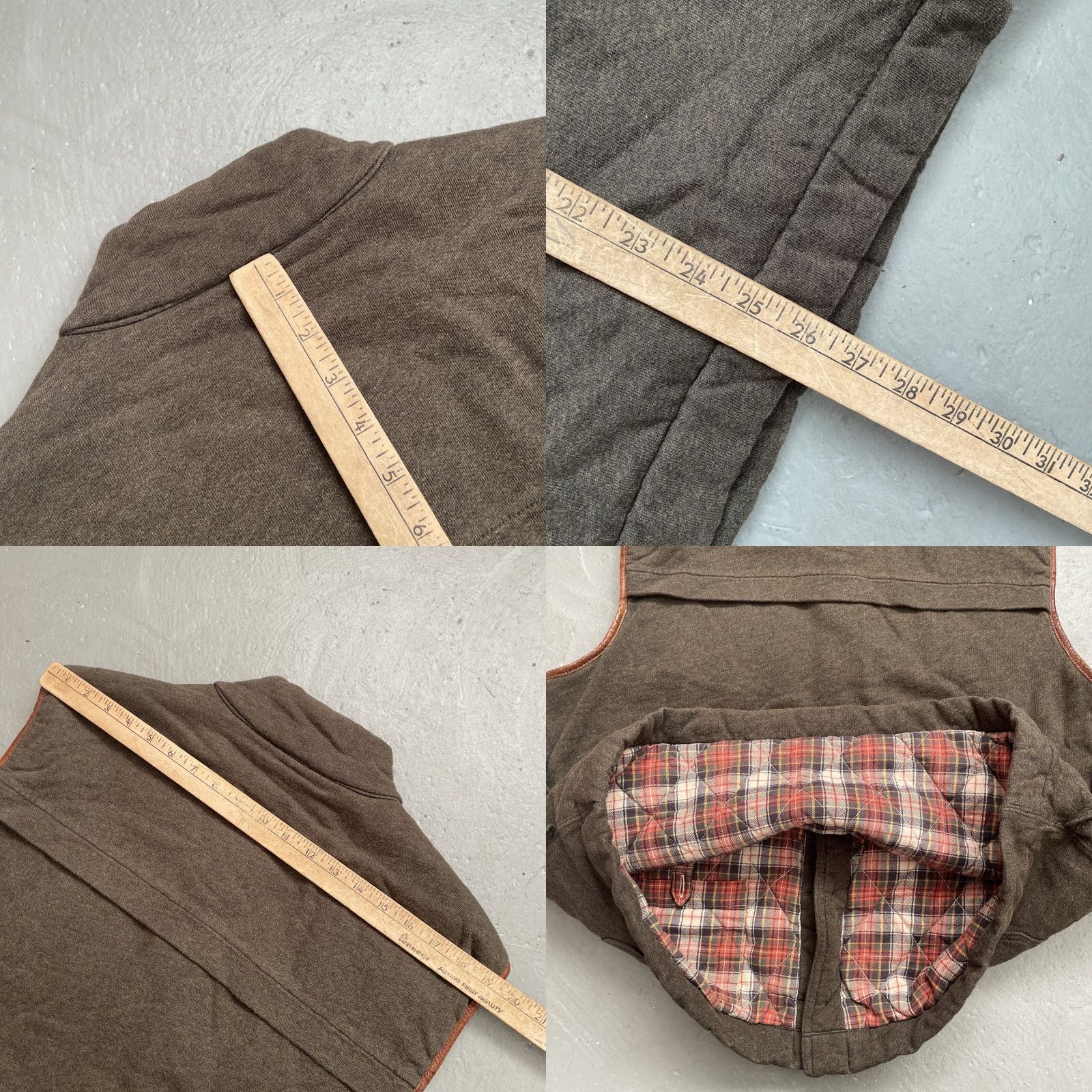 Polo Ralph Lauren VINTAGE Polo Ralph Lauren Vest Shirt Mens 2XL Leather Trim Cotton Flannel Lined Brown Quilted 90s Hunting Utility Insulated Size US XXL / EU 58 / 5 - 8 Thumbnail