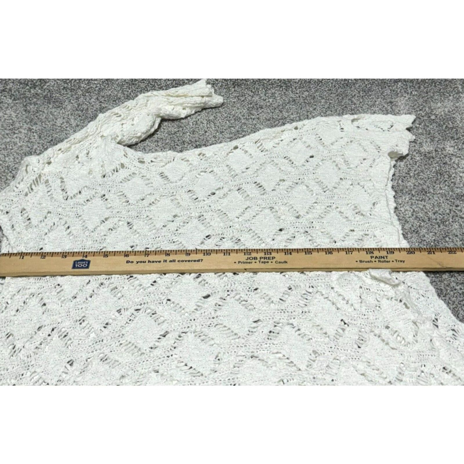 J. Jill J. Jill Sweater Petite Small Crochet Open Knit Boho Cottagecore Fairy Layering 3/4 Sleeve White Womens PS Pullover Bohemian » Size S / US 4 / IT 40 - 4 Thumbnail