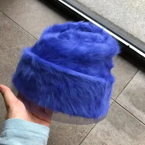 Other Fluffy Knitted Rabbit Fur Beanie Size ONE SIZE - 1 Thumbnail