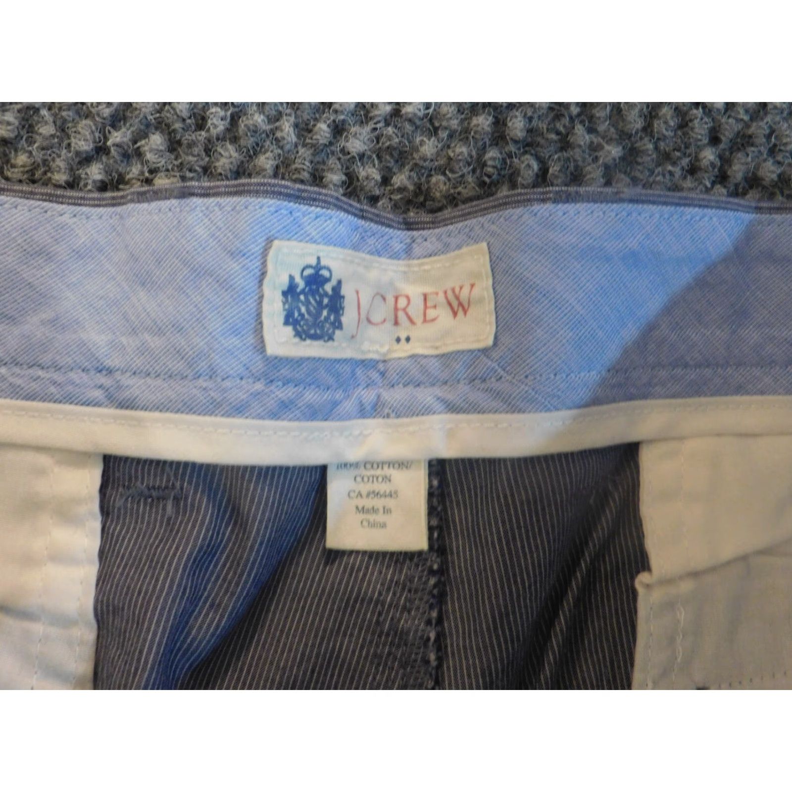 J.Crew J.CREW Mens Shorts 31 blue striped regular chino Flat Front Cotton Run? (Oops) Size US 31 - 4 Thumbnail