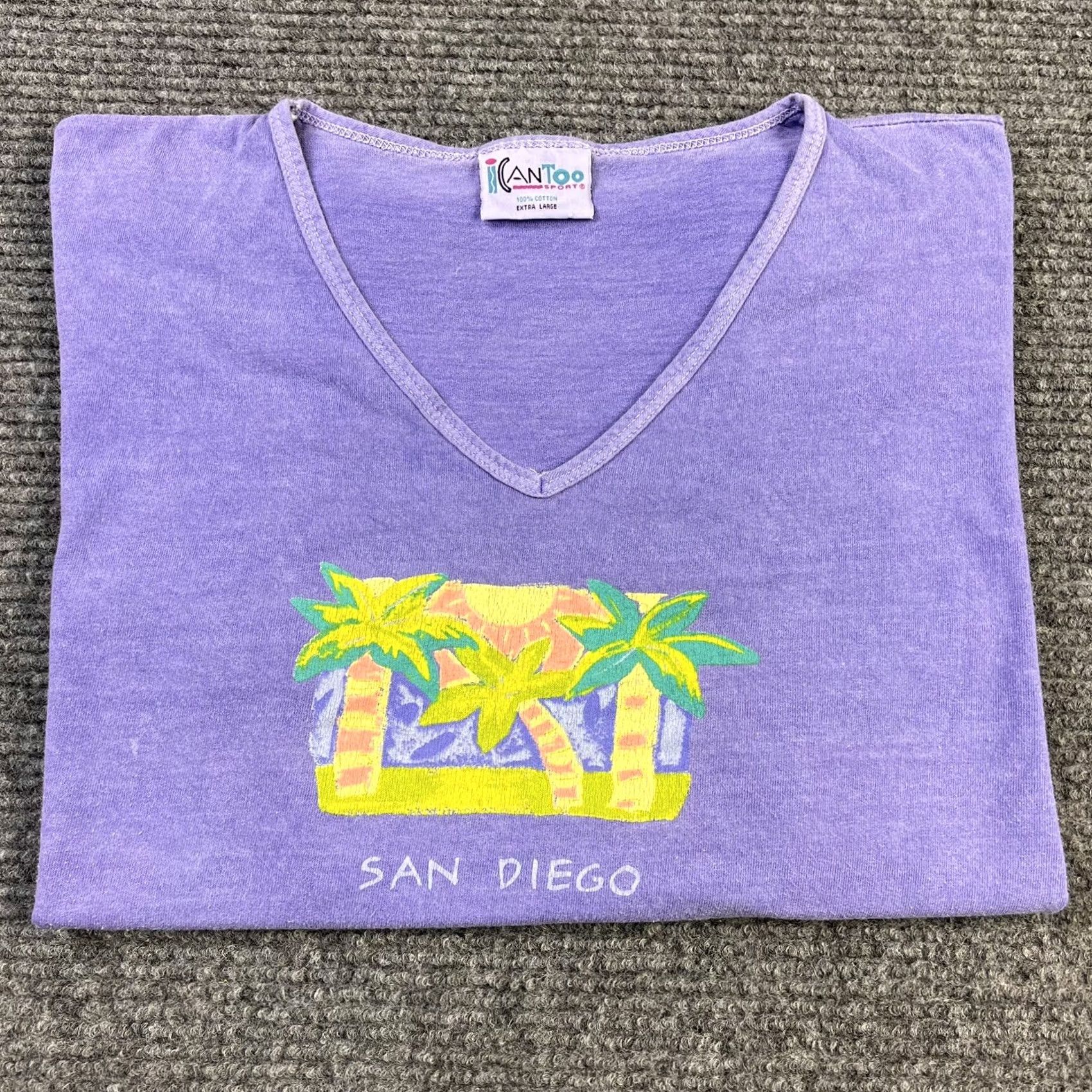 Vintage VINTAGE San Diego Graphic Tee V-Neck T-Shirt Womens XL Activewear Made USA Size XL / US 12-14 / IT 48-50 - 7 Thumbnail