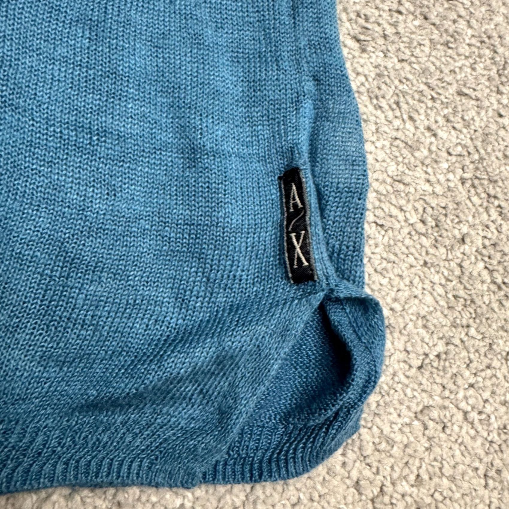 Armani Exchange VINTAGE Armani Exchange Crew Neck Pullover Sweater Mens M Linen Knit Blue 90s Classic Preppy Logo Size US M / EU 48-50 / 2 - 4 Thumbnail