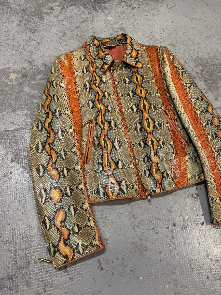 Roberto Cavalli SS2001 Roberto Cavalli Grey & Orange Python Leather Jacket Size US S / EU 44-46 / 1 - 7 Thumbnail