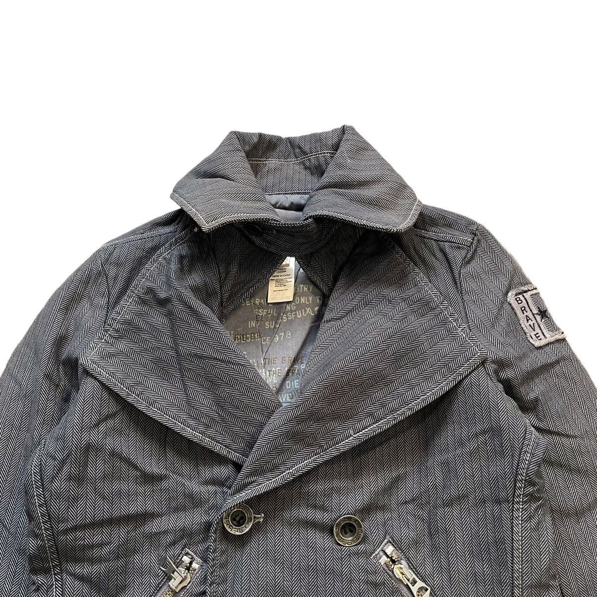 Diesel × Vintage VINTAGE Y2K DIESEL HERRINGBONE PEA COAT Size XS / US 0-2 / IT 36-38 - 9 Thumbnail