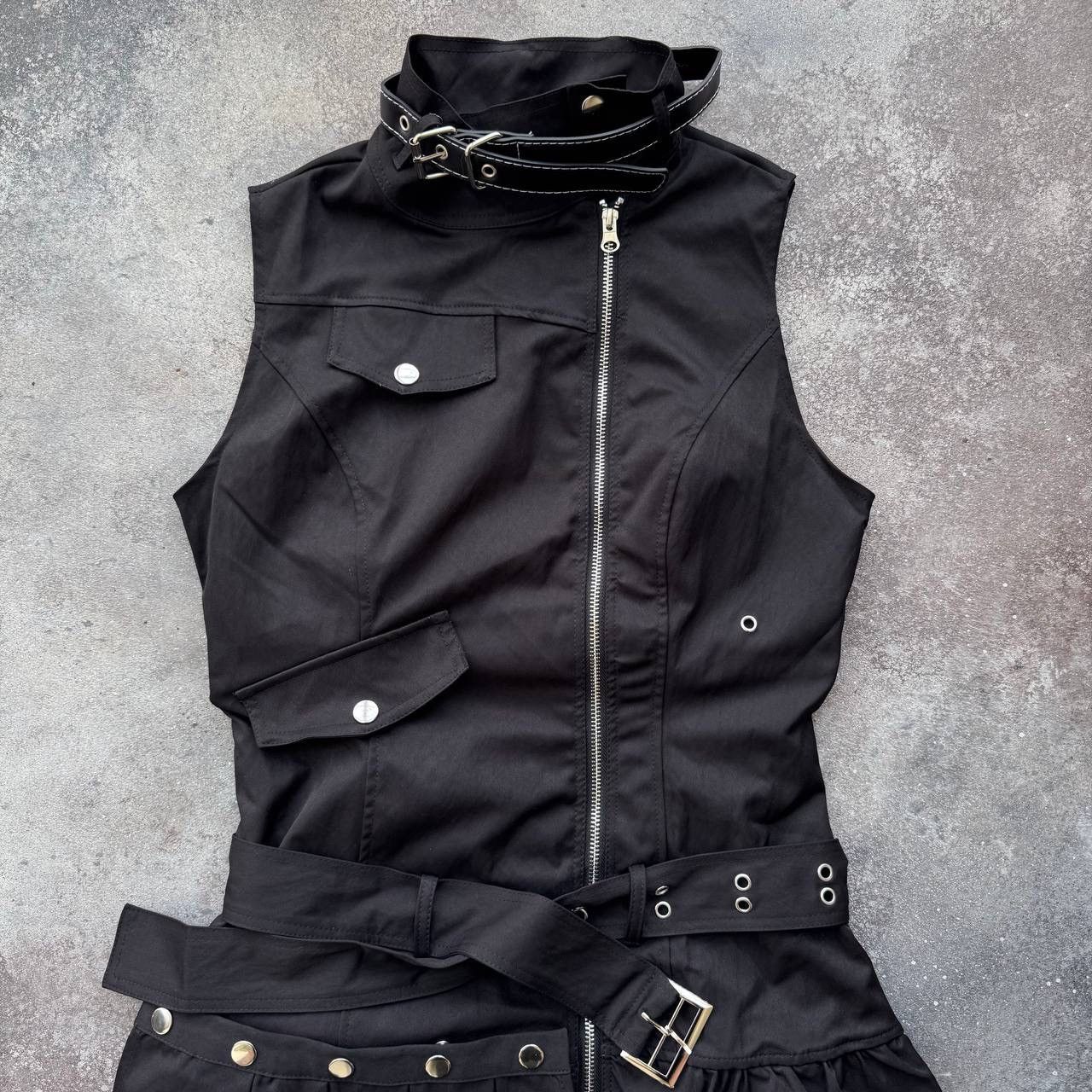If Six Was Nine Y2K Avant Garde Goth Emo Strap Belt Mini Dress Size M / US 6-8 / IT 42-44 - 2 Thumbnail