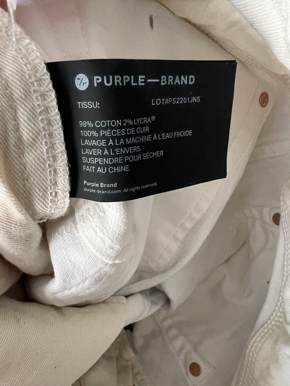 Purple Brand Purple Brand Jeans Mens Slim Fit P001 Cream Size 34/32 Size US 34 / EU 50 - 8 Thumbnail