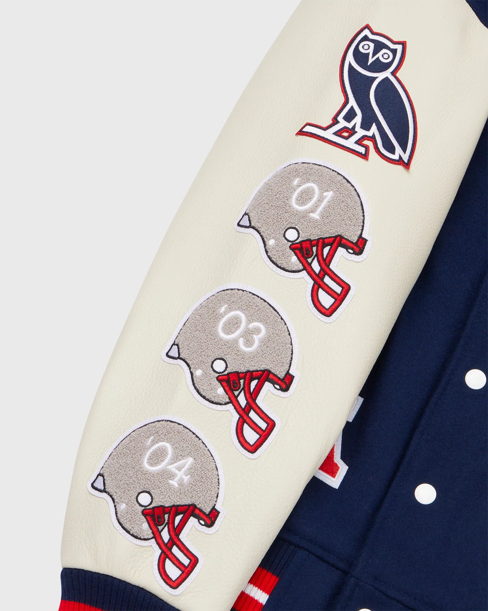Drake OVO x NFL NEW ENGLAND PATRIOTS VARSITY JACKET Size US M / EU 48-50 / 2 - 10 Thumbnail