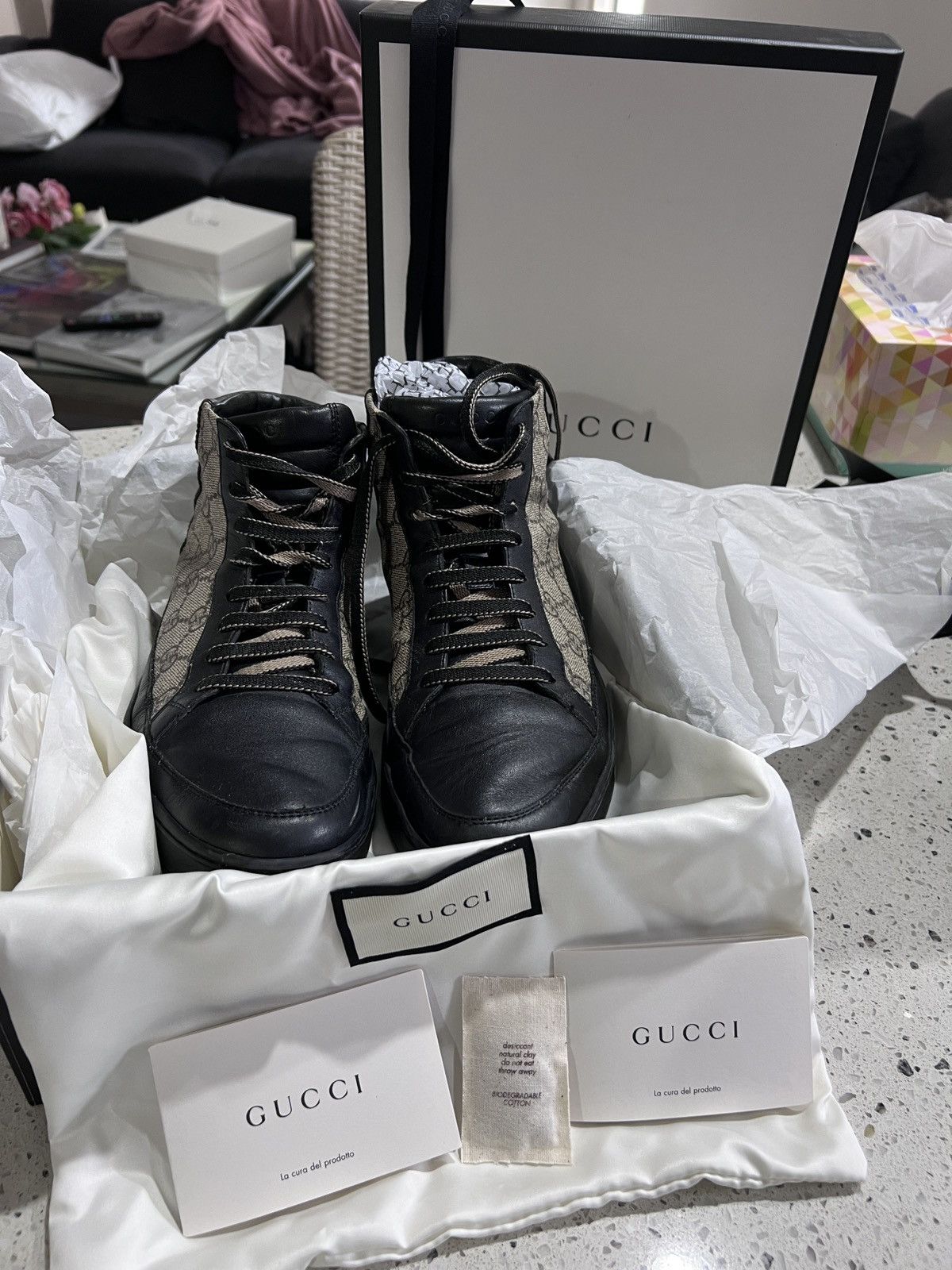 Gucci GG Supreme High Top ‘Black Tan Brown’ Sneakers Boots 386740 Size US 7.5 / EU 40-41 - 13 Thumbnail