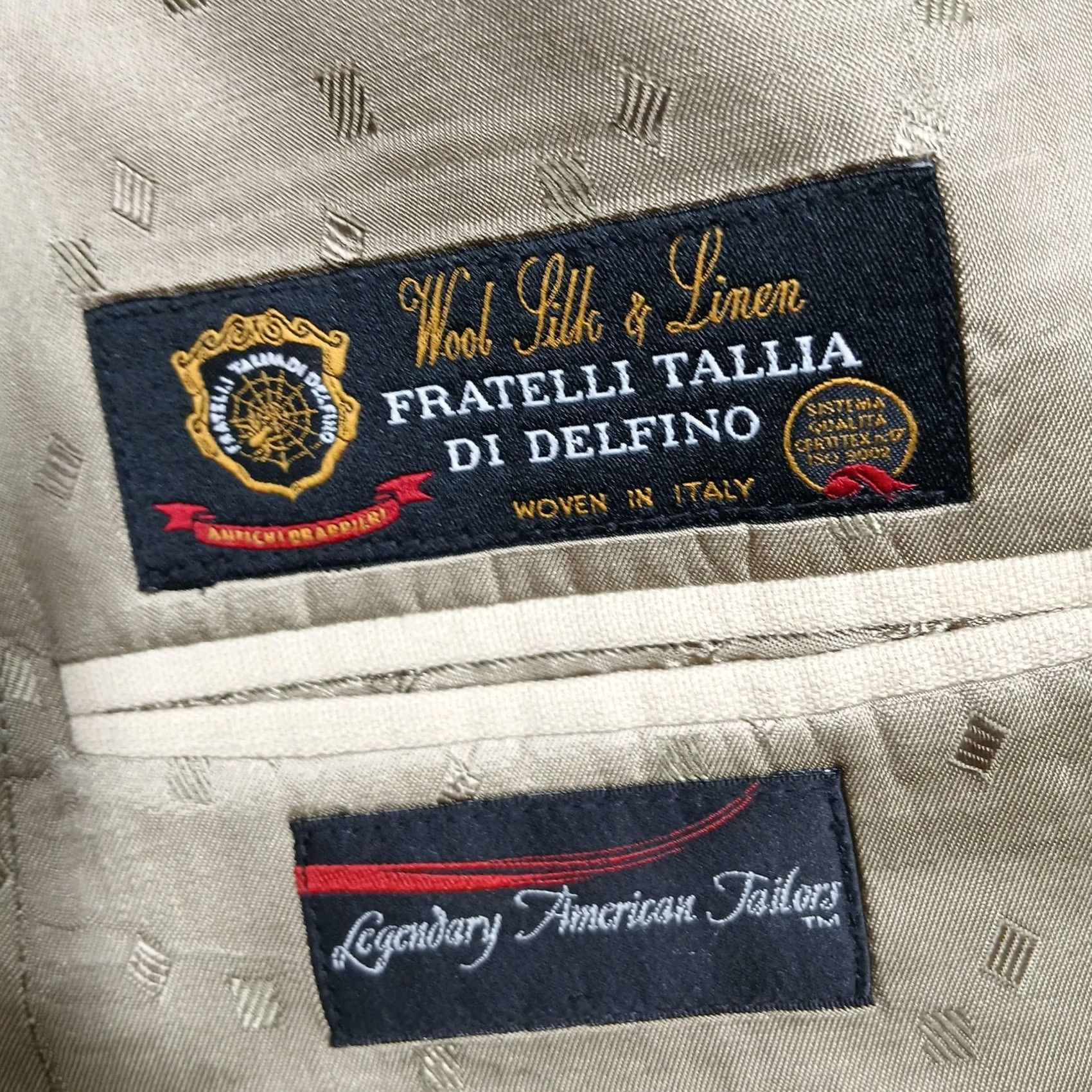 Tallia Tallia Sport Coat Mens 46 Wool Silk Linen Blazer Italy Two Button Notch Lapel Beige Solid Silk Lining Regular Jacket/Coat Length 2 Piece Mens Size 46R - 4 Thumbnail