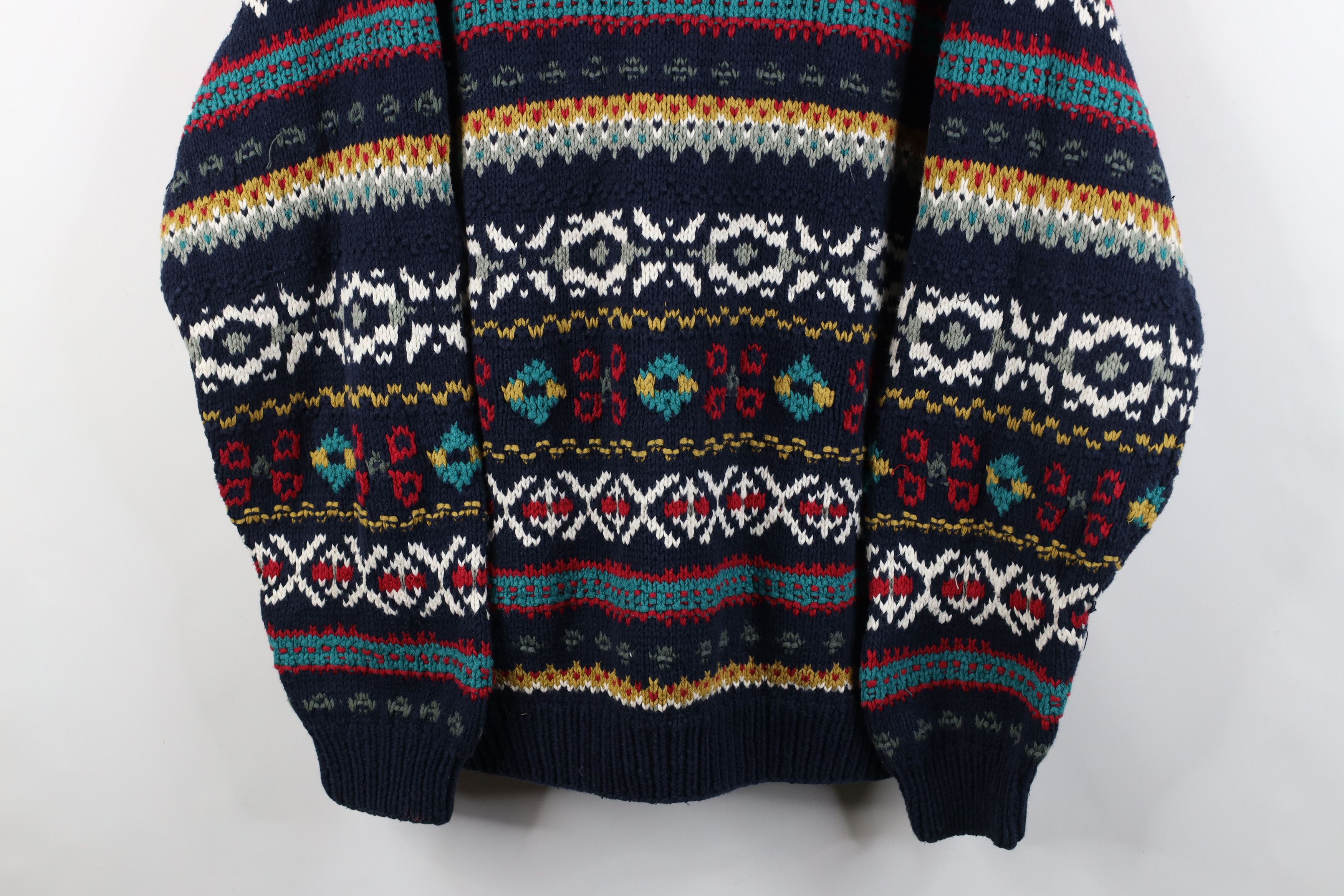 Vintage Vintage 90s Streetwear Rainbow Fair Isle Hand Knit Sweater Size US L / EU 52-54 / 3 - 3 Thumbnail