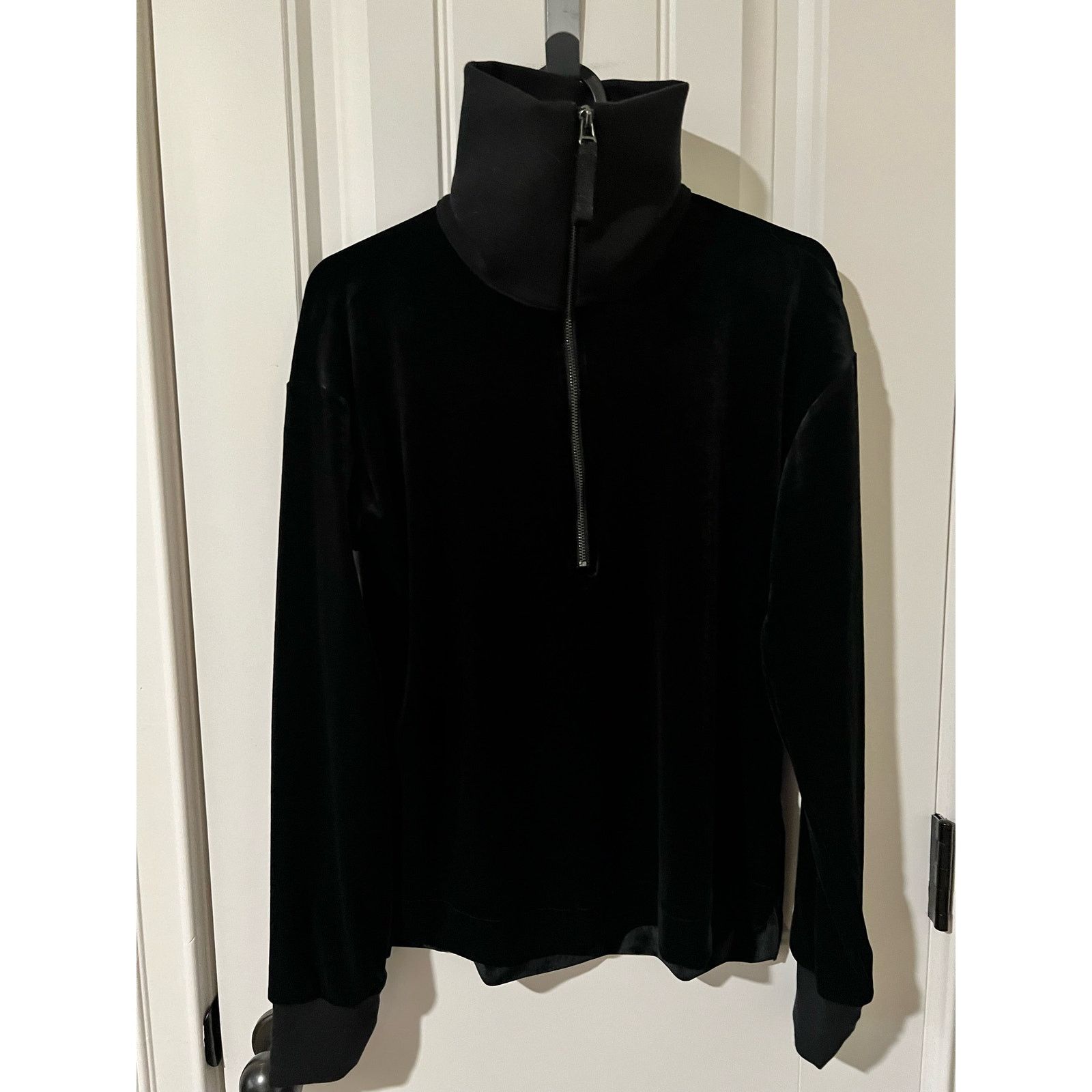 Spanx Plush Velvet Half Zip Top Relaxed Fit Ribbed collar & Cuff Size S / US 4 / IT 40 - 2 Thumbnail