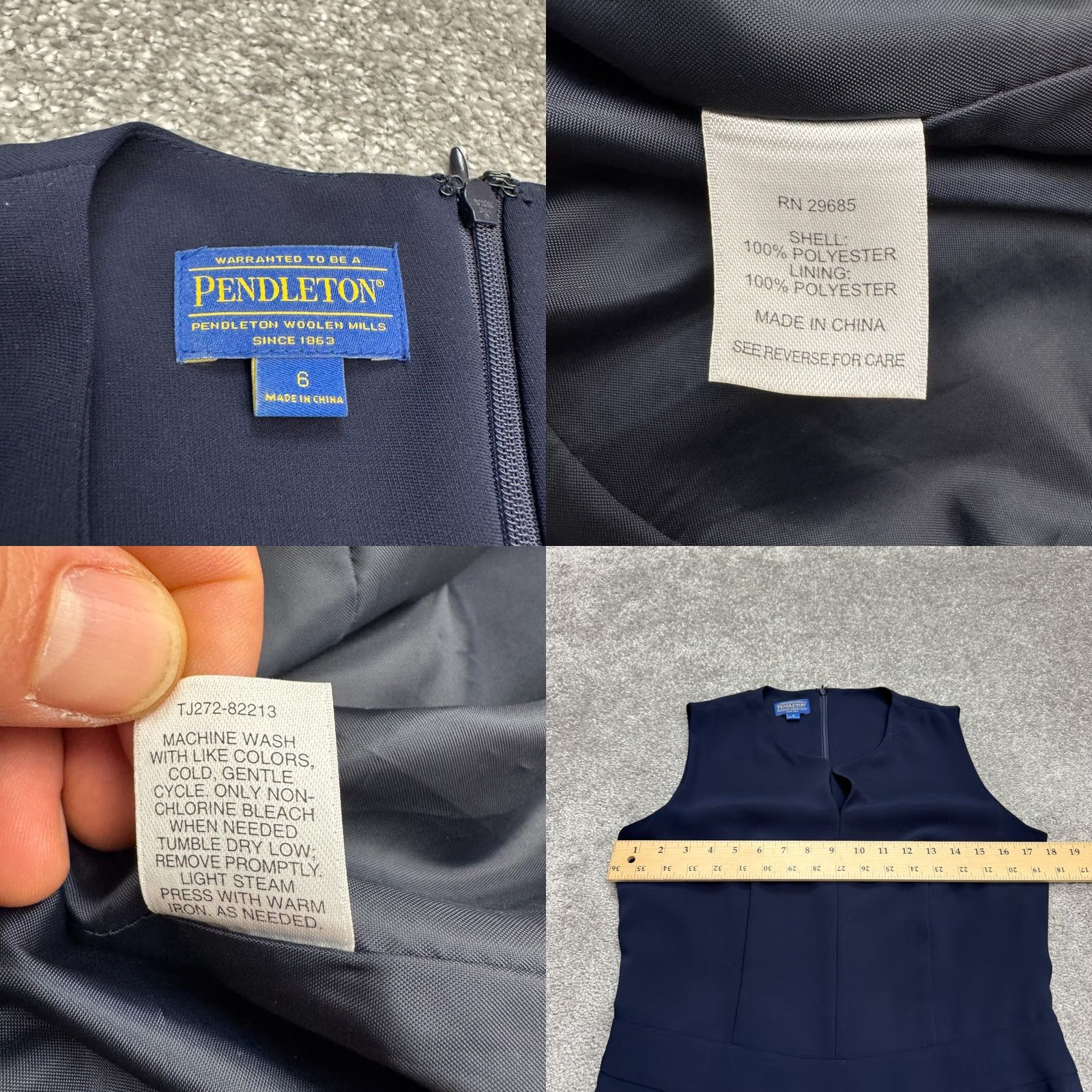 Pendleton Pendleton Womens Dress Midi A-Line Fit & Flare Navy Blue Sleeveless 6 Size Regular Classic Size M / US 6-8 / IT 42-44 - 8 Thumbnail