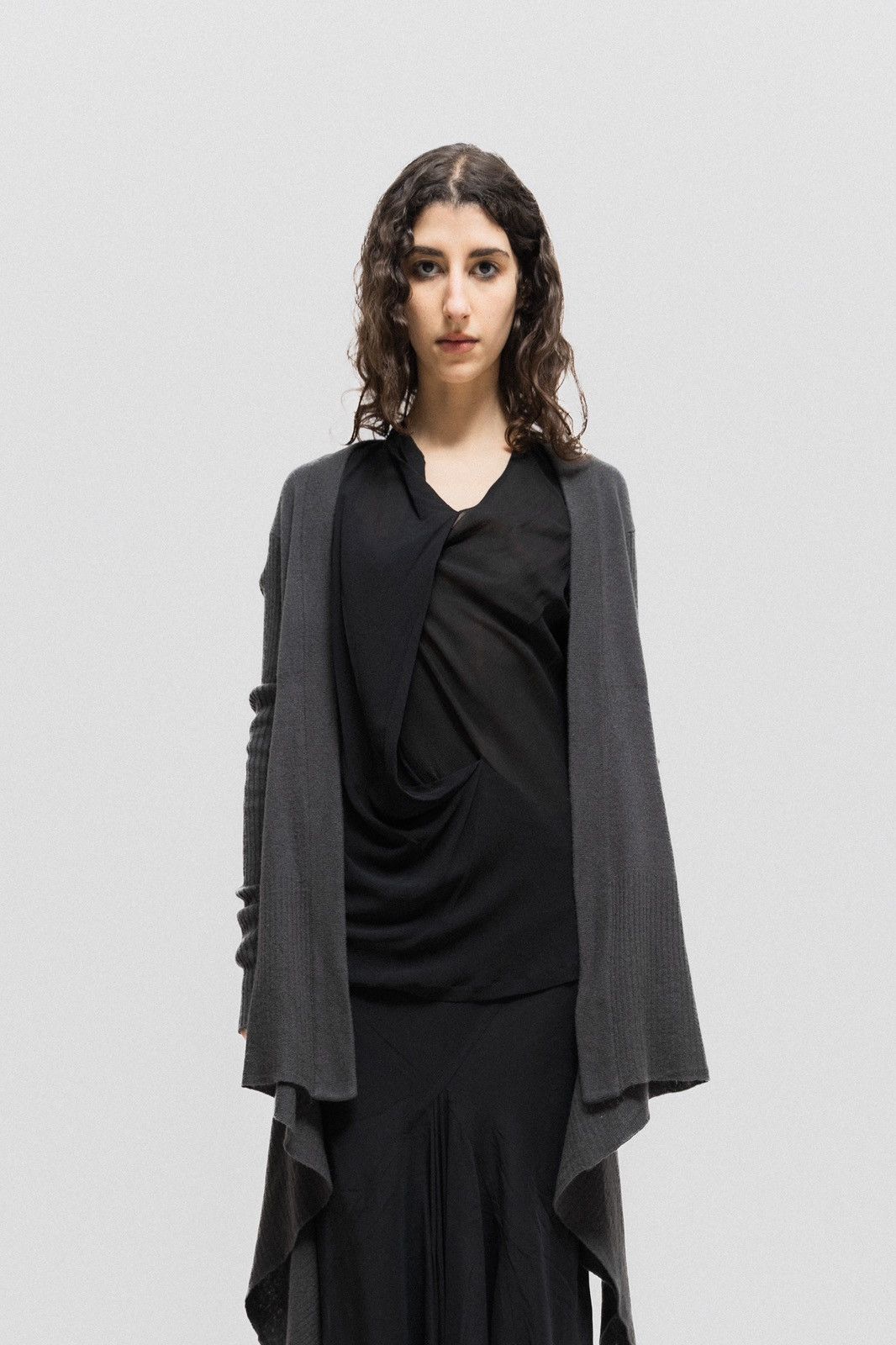 image of Rick Owens - Fw06 "dustulator" Cashmere Cardigan in Dark Grey, Women's (Size Large)