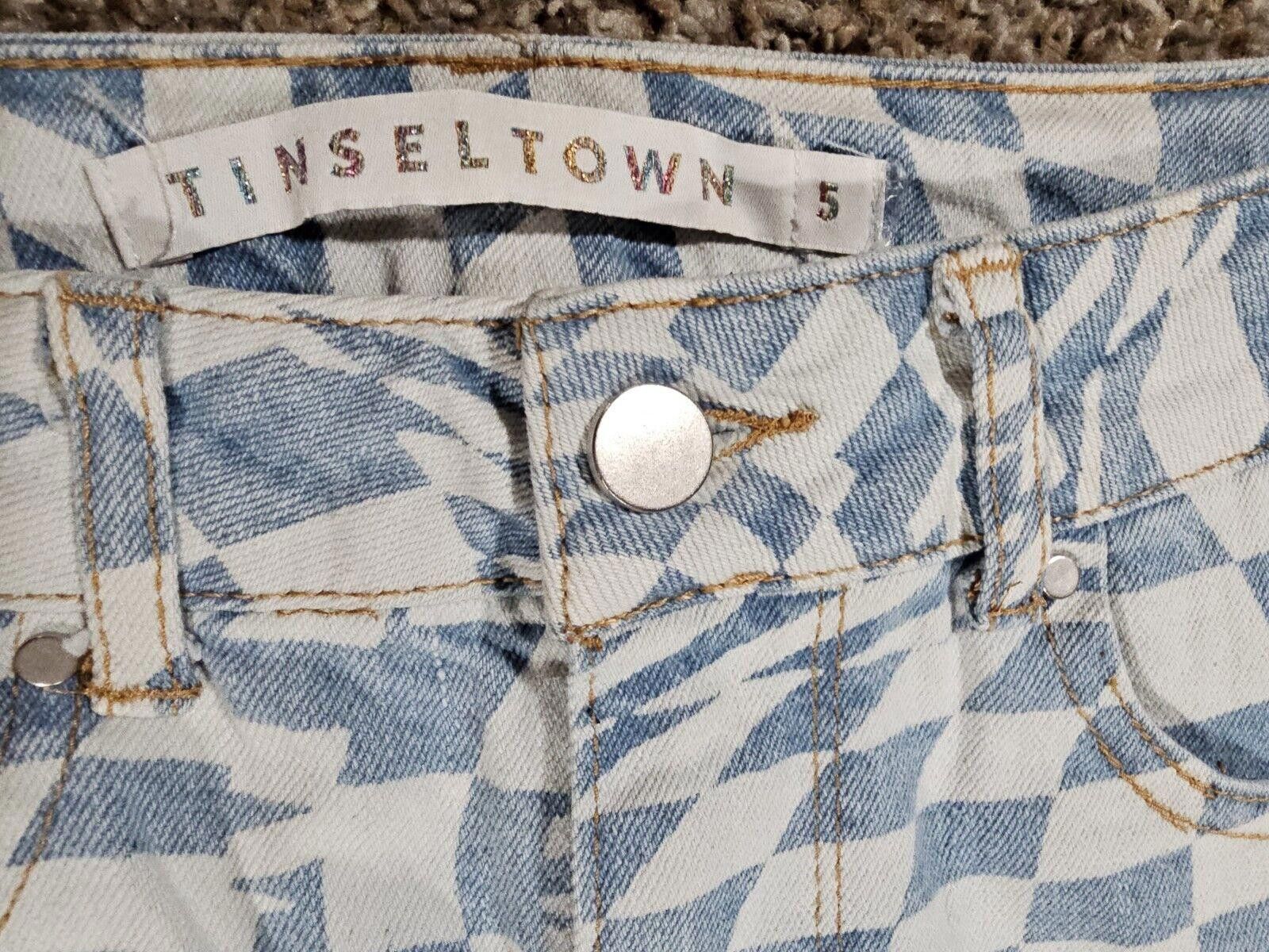 Designer tinseltown optical illusion trippy 5 jean Fray Hems Distress Size 30" / US 8 / IT 44 - 2 Thumbnail