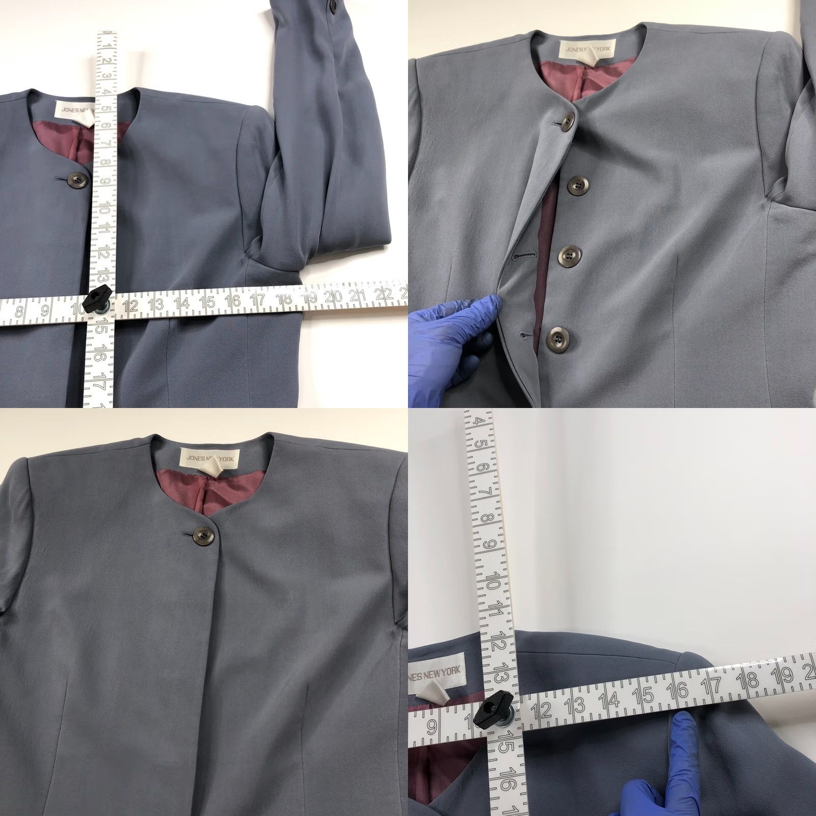 Jones New York VINTAGE Jones New York 100% Silk Button Padded Blazer Jacket Gray MINT Women 10 Modern? Size L / US 10 / IT 46 - 8 Thumbnail