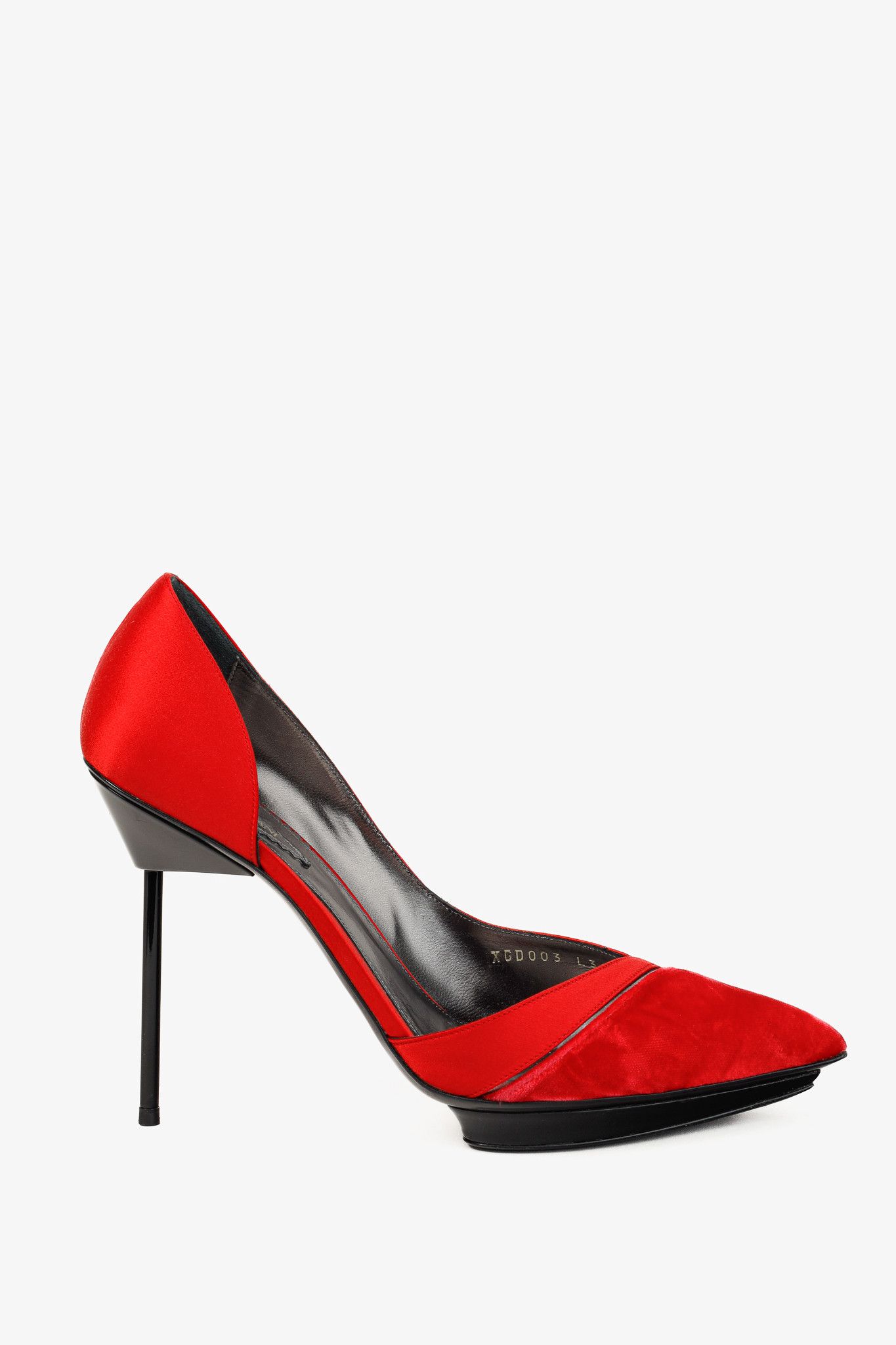 Giorgio Armani Giorgio Armani Rosso Velvet & Satin D'Orsay Heels Size US 9 / IT 39 - 1 Thumbnail