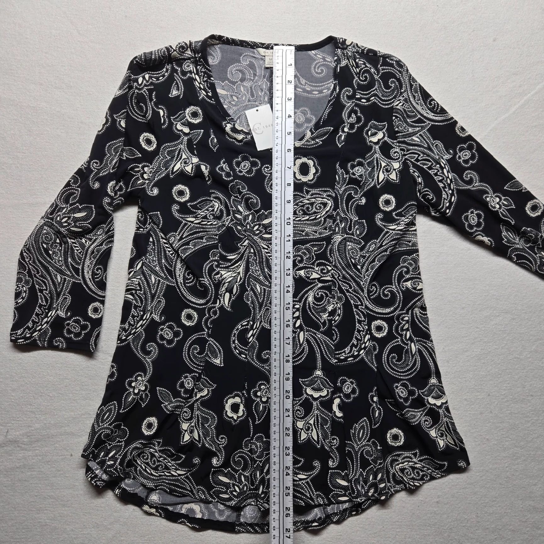 Vintage VINTAGE Cato Women's Blouse Shirt Medium Black Paisley 1940s 40s Retro Size M / US 6-8 / IT 42-44 - 5 Thumbnail