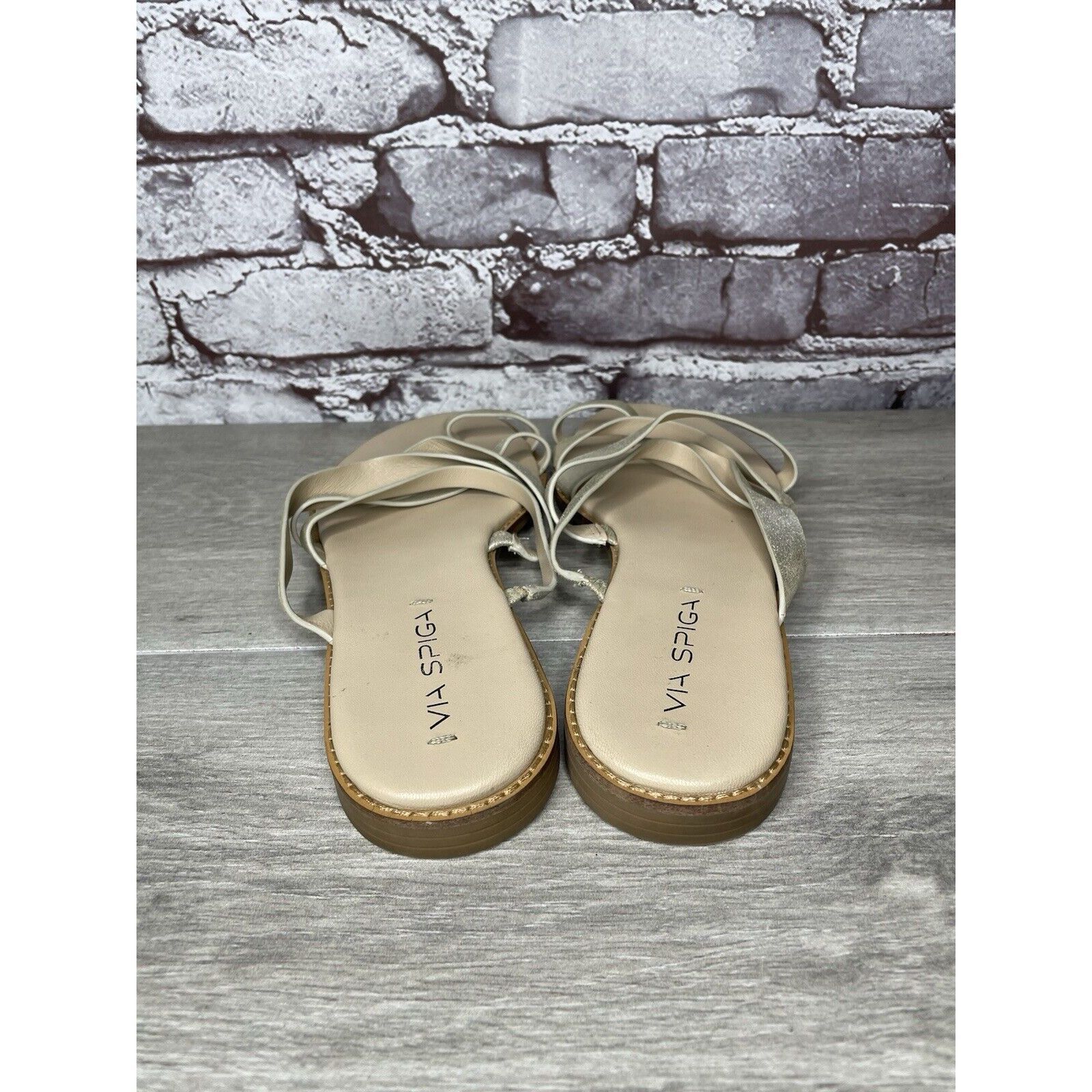 Other Via Spiga Metallic Silver Leather Toe Post Slides Sandals Wo Size US 10 / IT 40 - 4 Thumbnail
