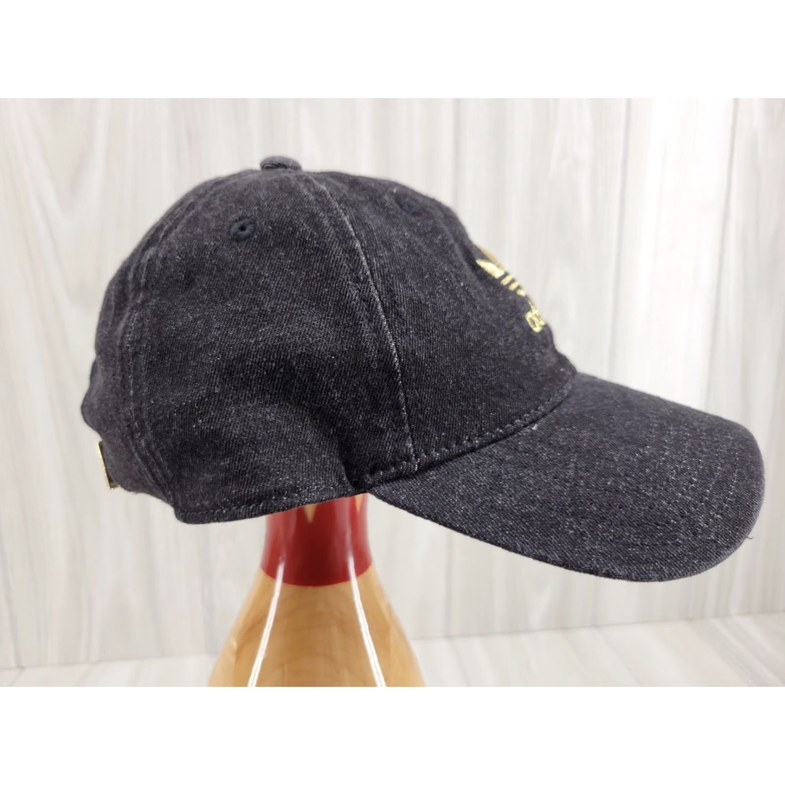 Adidas Adidas Hat Cap Adjustable Strapback Black Denim 3 Stripe Spell Out Gold Logo Trefoil Unisex Adults One Size Cap Size ONE SIZE - 5 Thumbnail