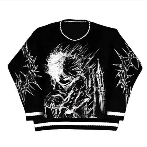 Aran Isles Knitwear × Japanese Brand Men's Hip-hop Street Gothic Wool Retro Pullover Sweater Size US M / EU 48-50 / 2 - 2 Thumbnail