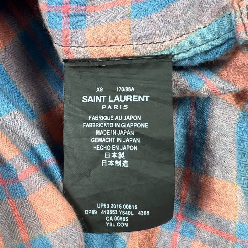 Yves Saint Laurent Saint Laurent 16 oz Fringed Blue Orange Gradient Plaid Shir Size US XS / EU 42 / 0 - 4 Thumbnail