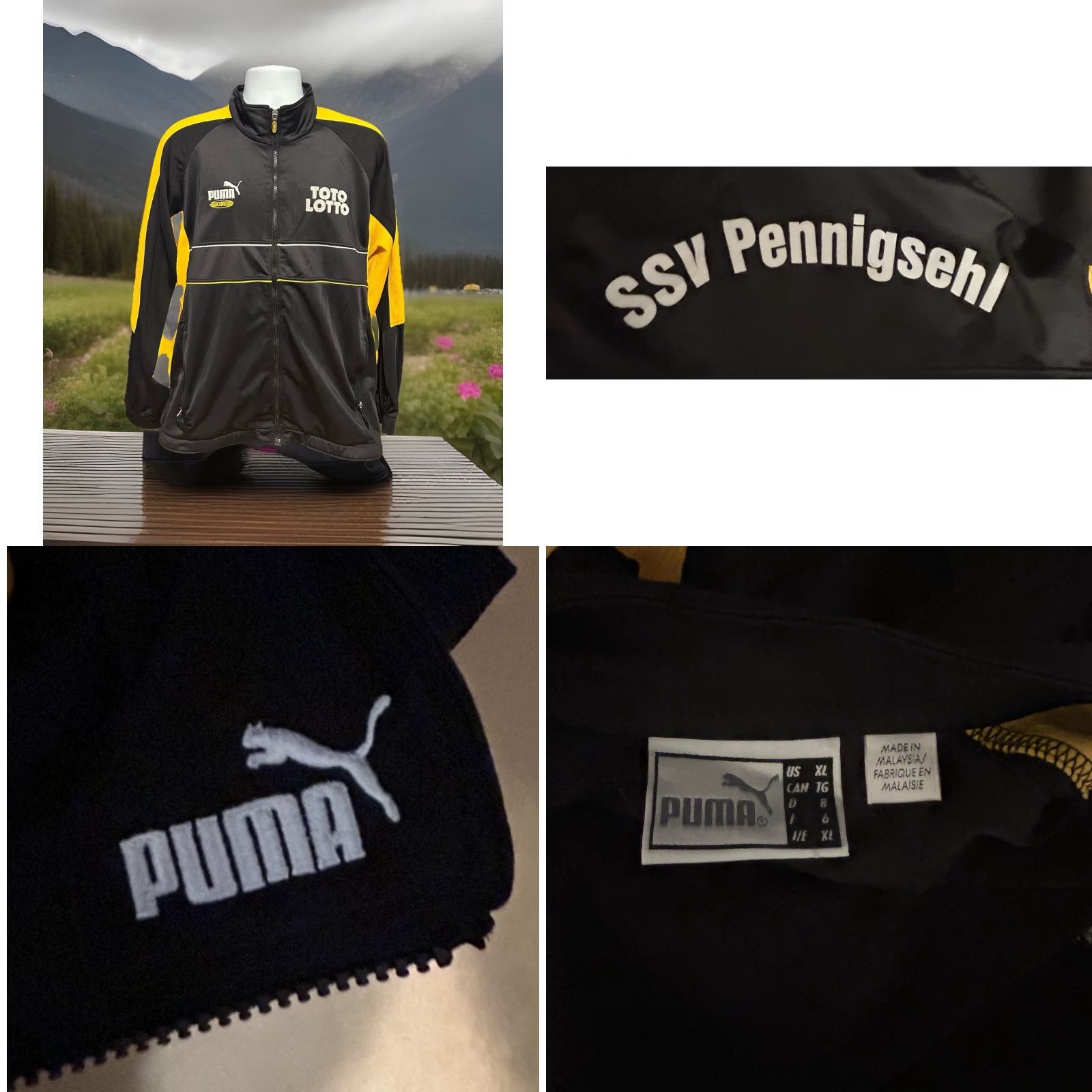 Puma PUMA King Full Zip Jacket Men XL Black Yellow Multicolor Logo Zipper Pocket Front Zip Workwear Outdoor Fall Winter Spring Size US XL / EU 56 / 4 - 8 Thumbnail
