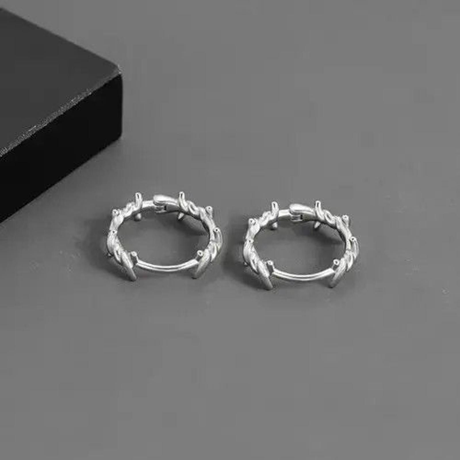 Jewelry 925 Silver Retro Punk Hoop Earrings Size ONE SIZE - 3 Thumbnail