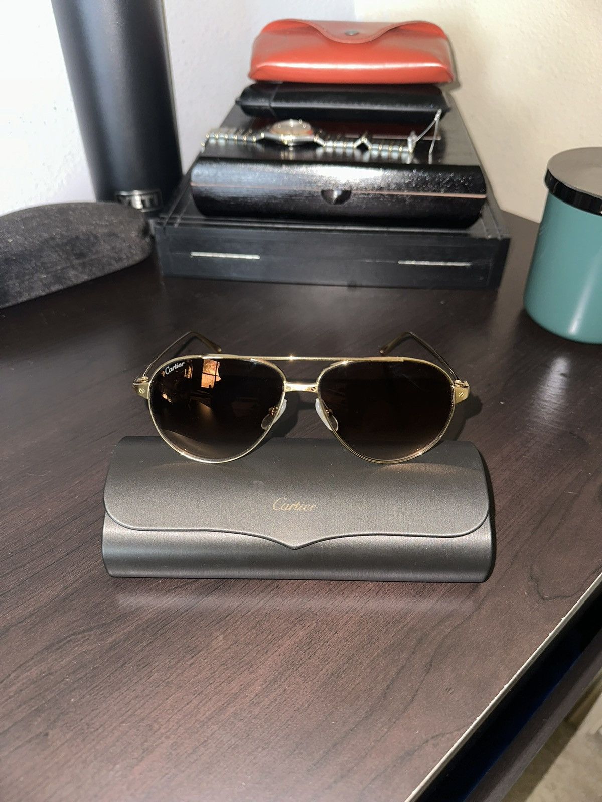Cartier Cartier Brown Pilot Unisex Sunglasses Size ONE SIZE - 3 Thumbnail