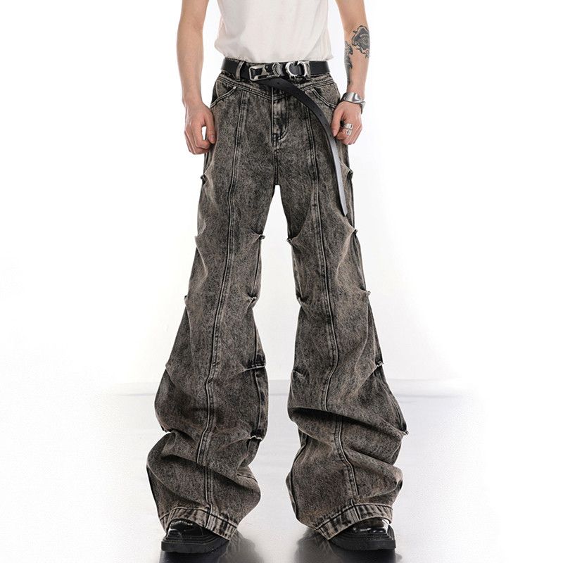 Japanese Brand × Jean Vintage washed distressed micro-flared high-waisted jeans Size US 31 - 1 Thumbnail