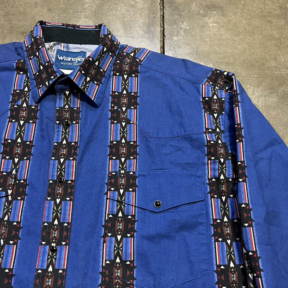 Wrangler Vintage Wrangler Western Shirt Pearl Snap Aztec Brushpopper Size US XL / EU 56 / 4 - 3 Thumbnail