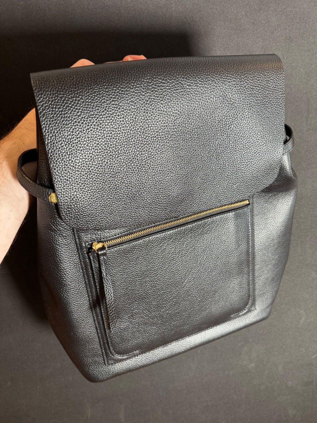 Nordstrom NWOT Nordstrom Black Pebbled Genuine Leather Backpack Size ONE SIZE - 3 Thumbnail