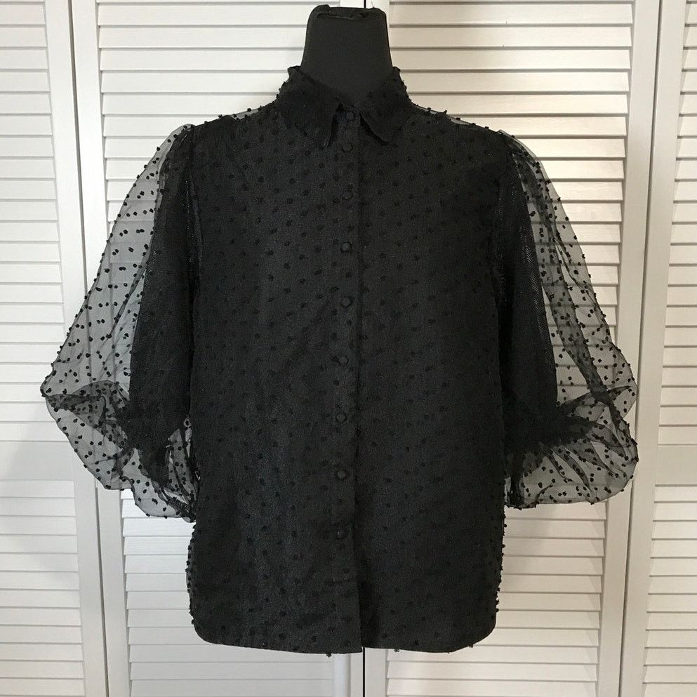Other Love by Chesley Gothic Swiss Dot Balloon ¾ Sleeves Blouse L Size L / US 10 / IT 46 - 1 Thumbnail