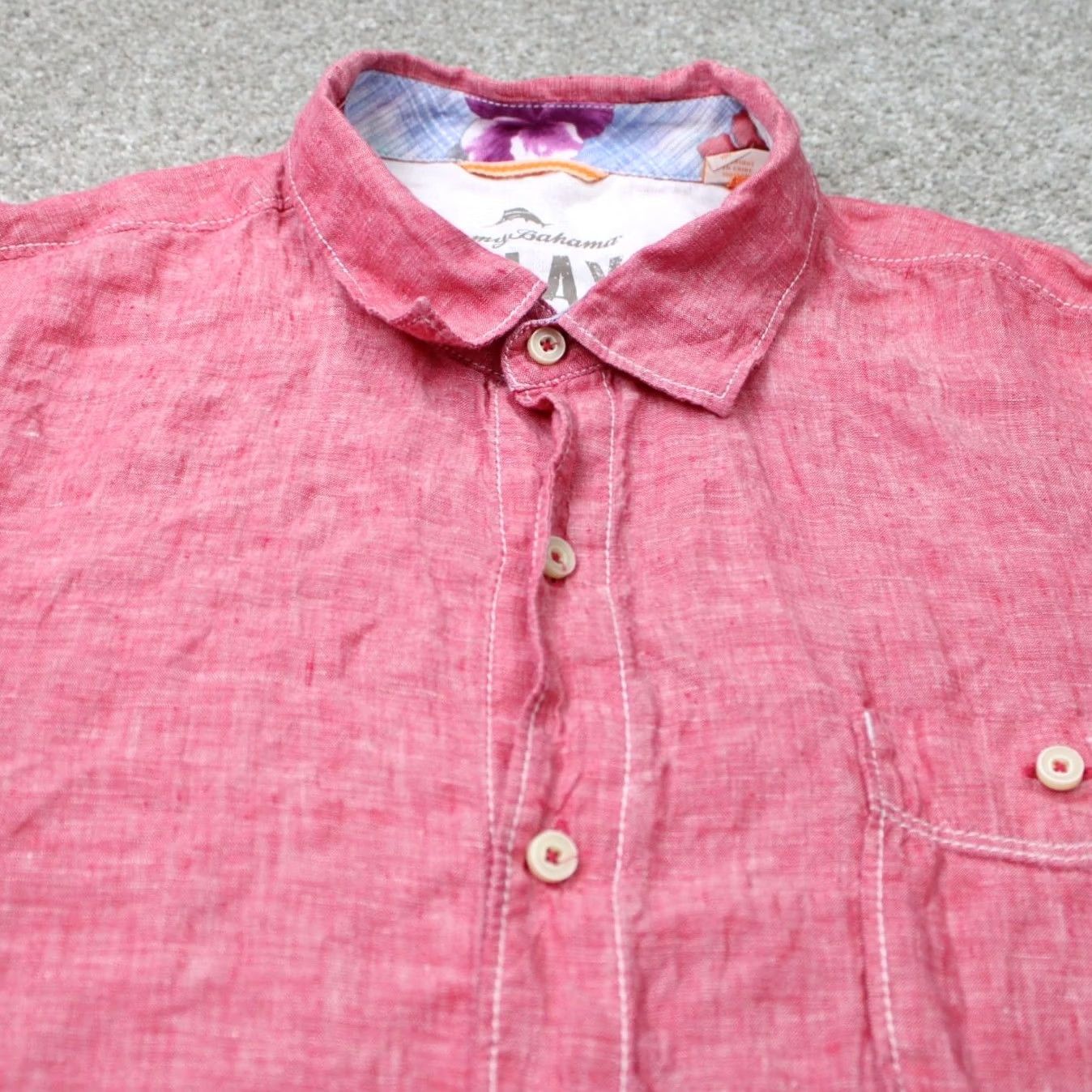 Tommy Bahama Tommy Bahama Shirt Mens 2XL Red Linen Short Sleeve Button-Up Casual Beach Shirt Size US XXL / EU 58 / 5 - 4 Thumbnail