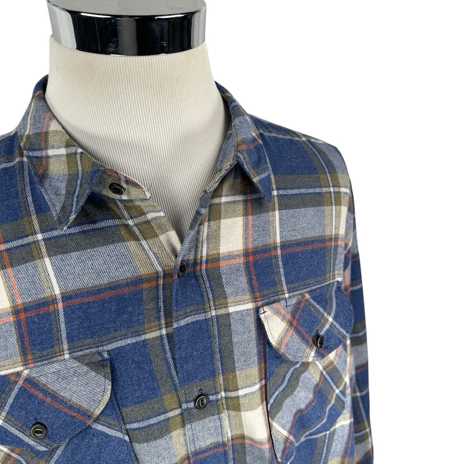 Roark Roark Flannel Shirt Men's 2XL XXL Blue Gray Check Button Size US XXL / EU 58 / 5 - 2 Thumbnail